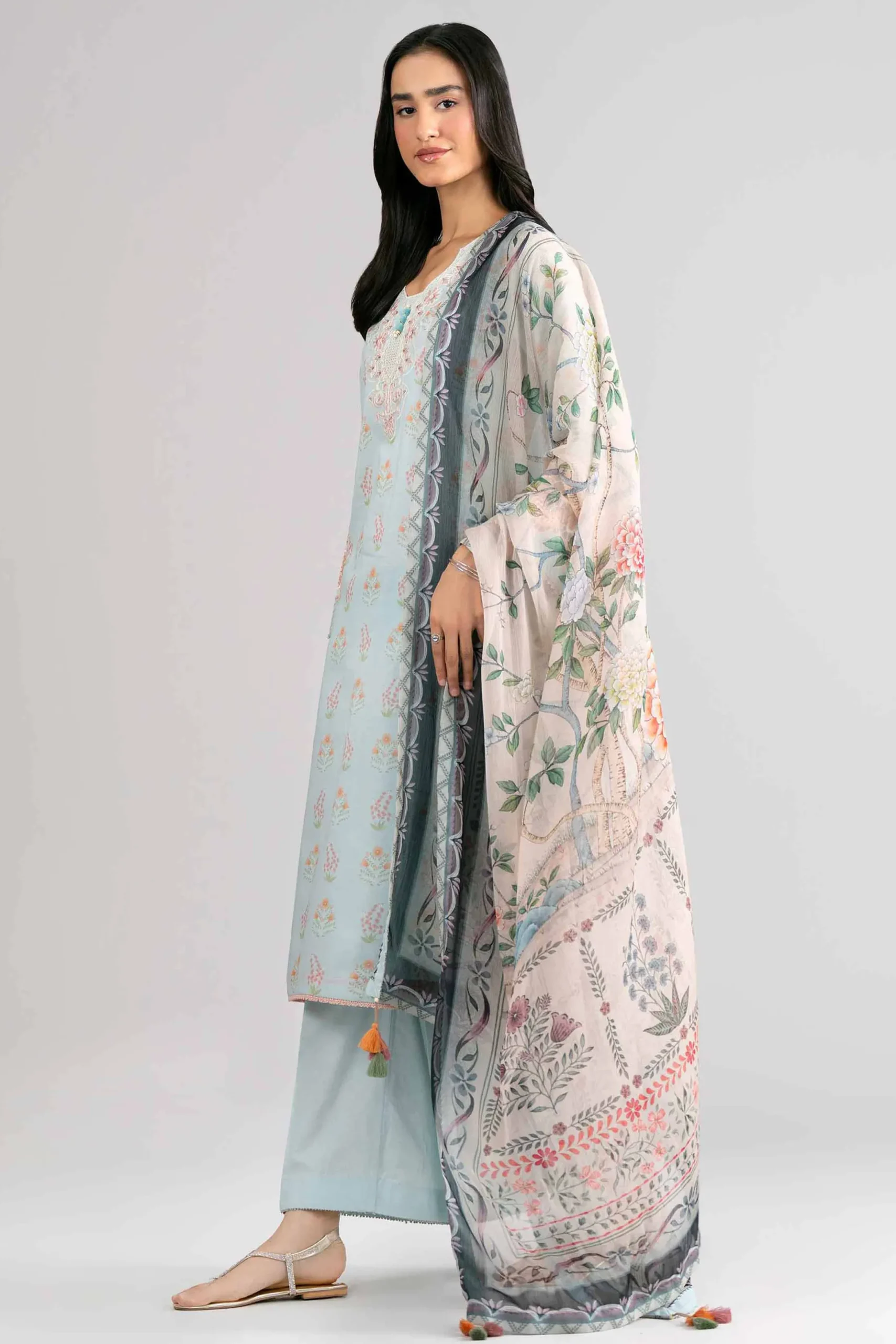 3 Piece - Digital Printed Embroidered Suit - 42601758