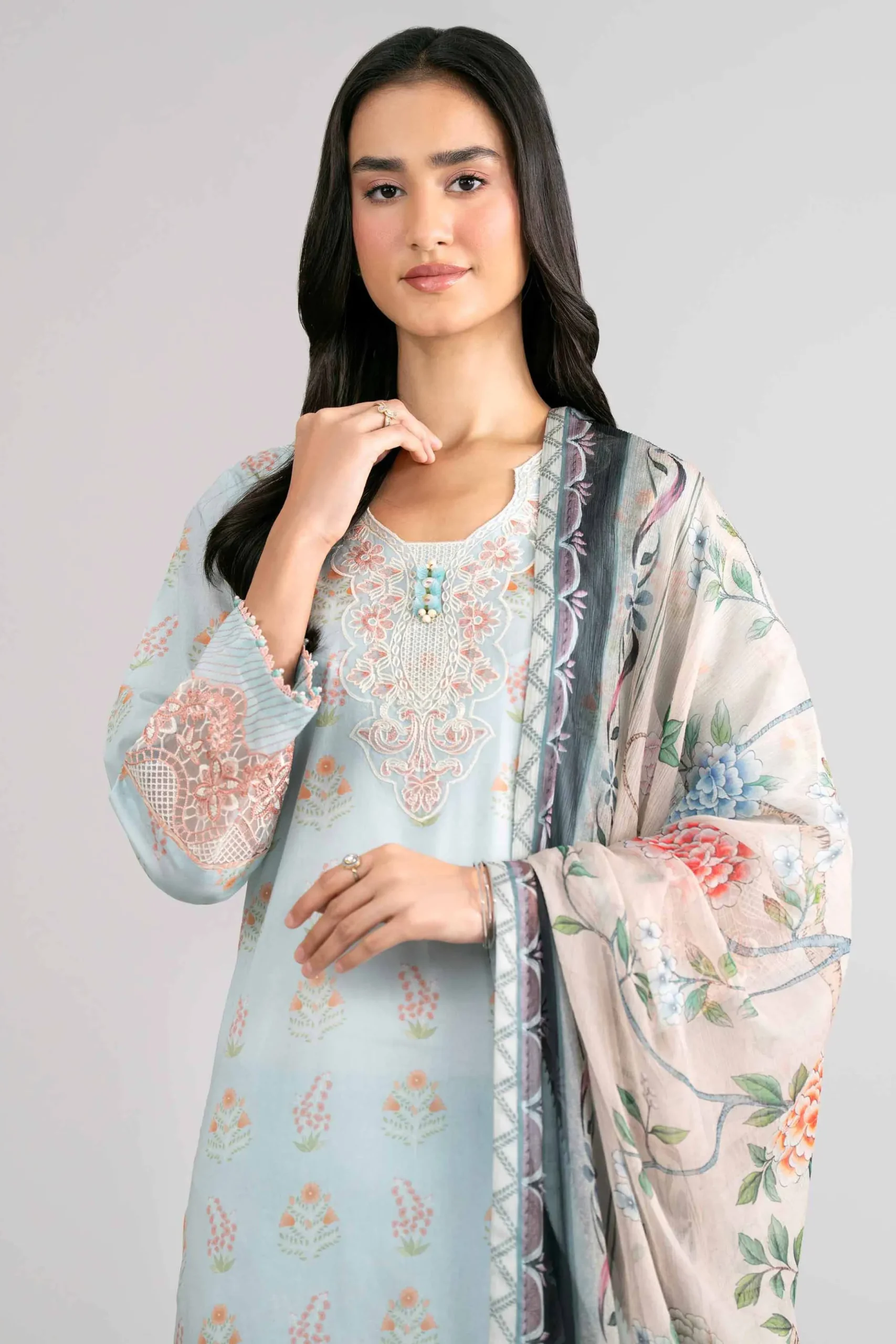 3 Piece - Digital Printed Embroidered Suit - 42601758