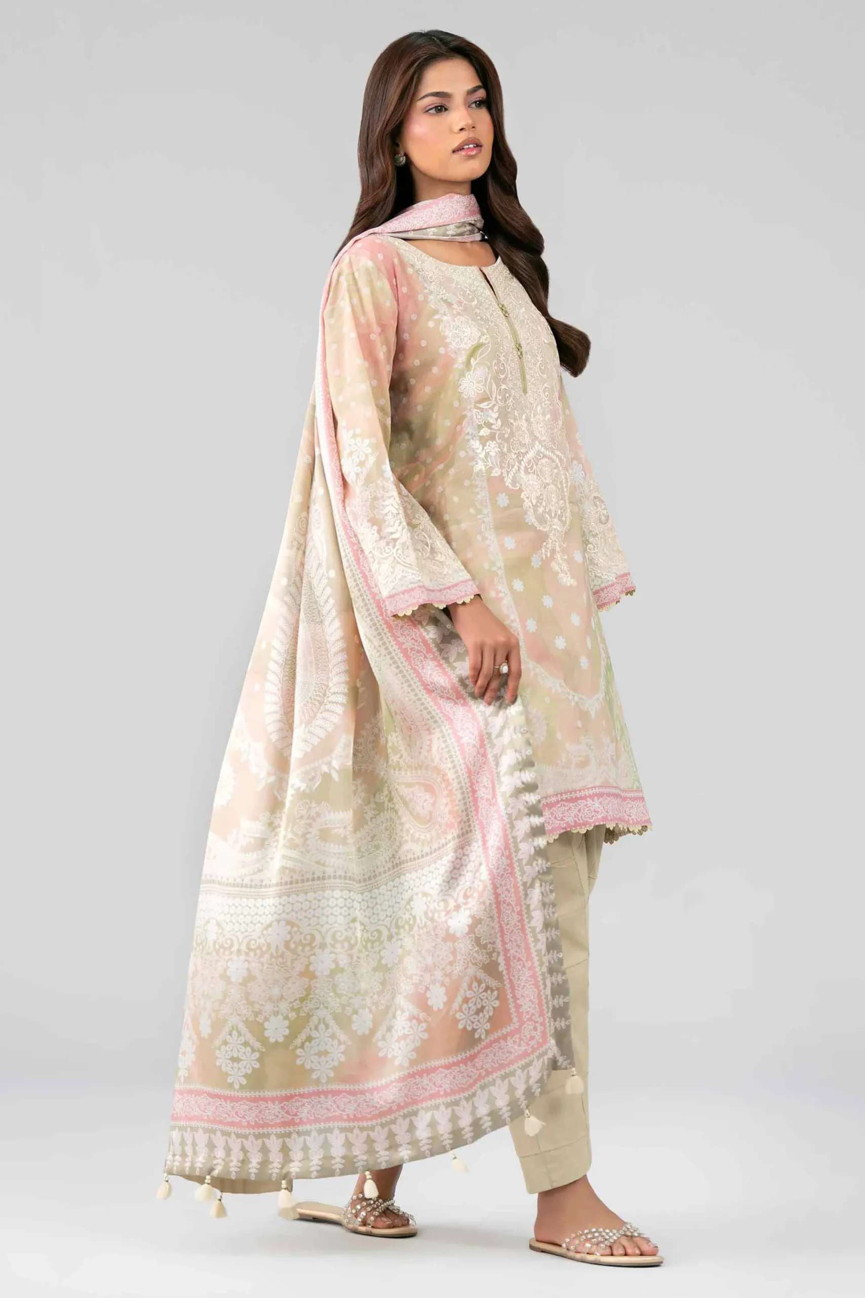 3 Piece - Digital Printed Embroidered Suit - 42601803