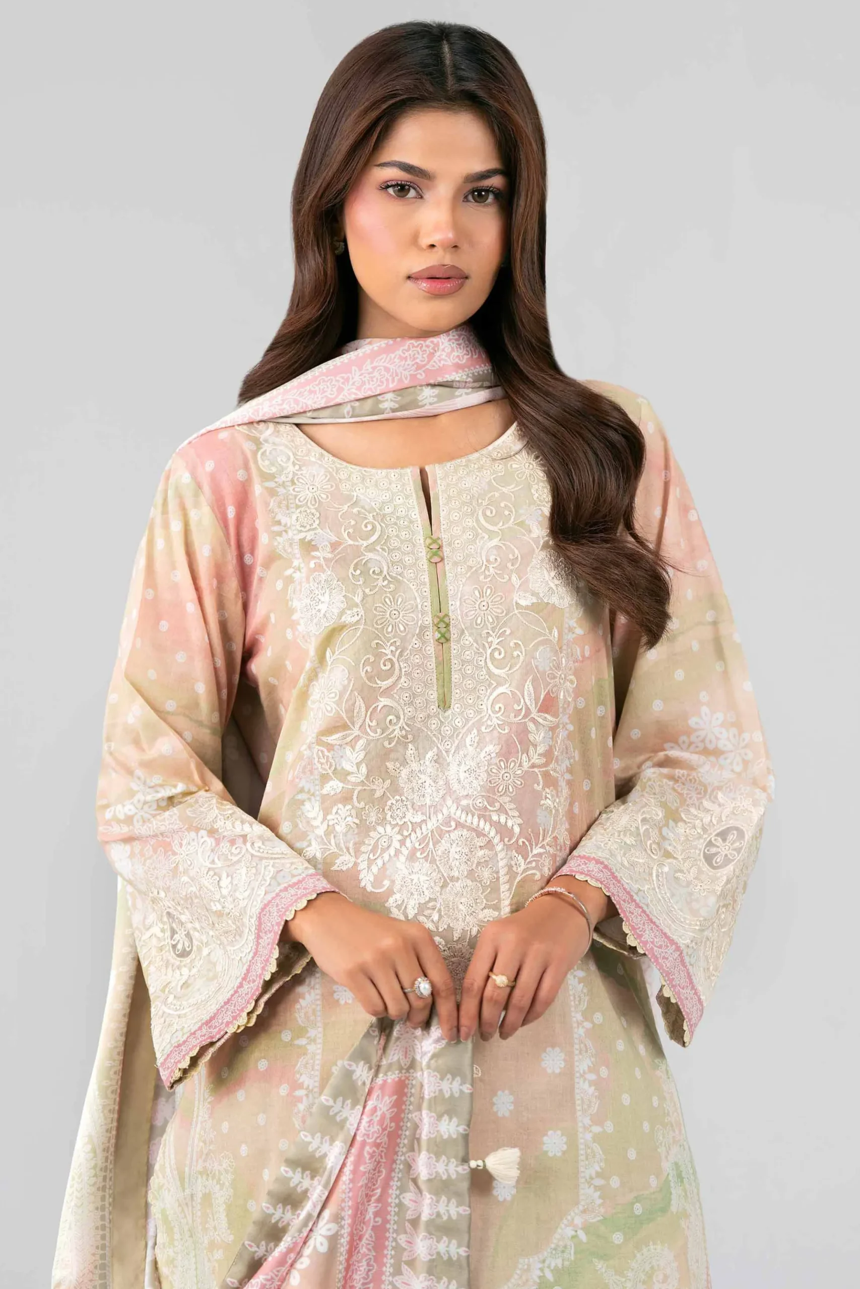 3 Piece - Digital Printed Embroidered Suit - 42601803