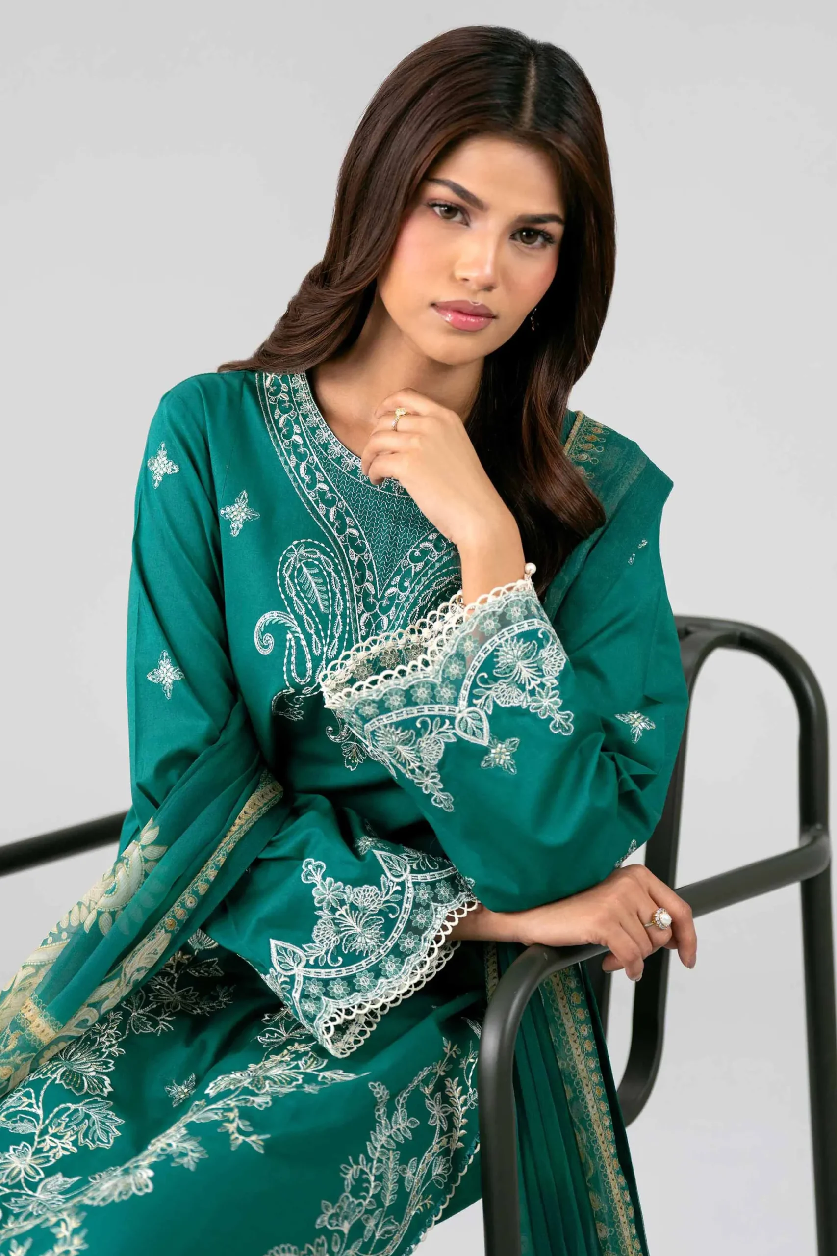 3 Piece - Digital Printed Embroidered Suit - 42601778