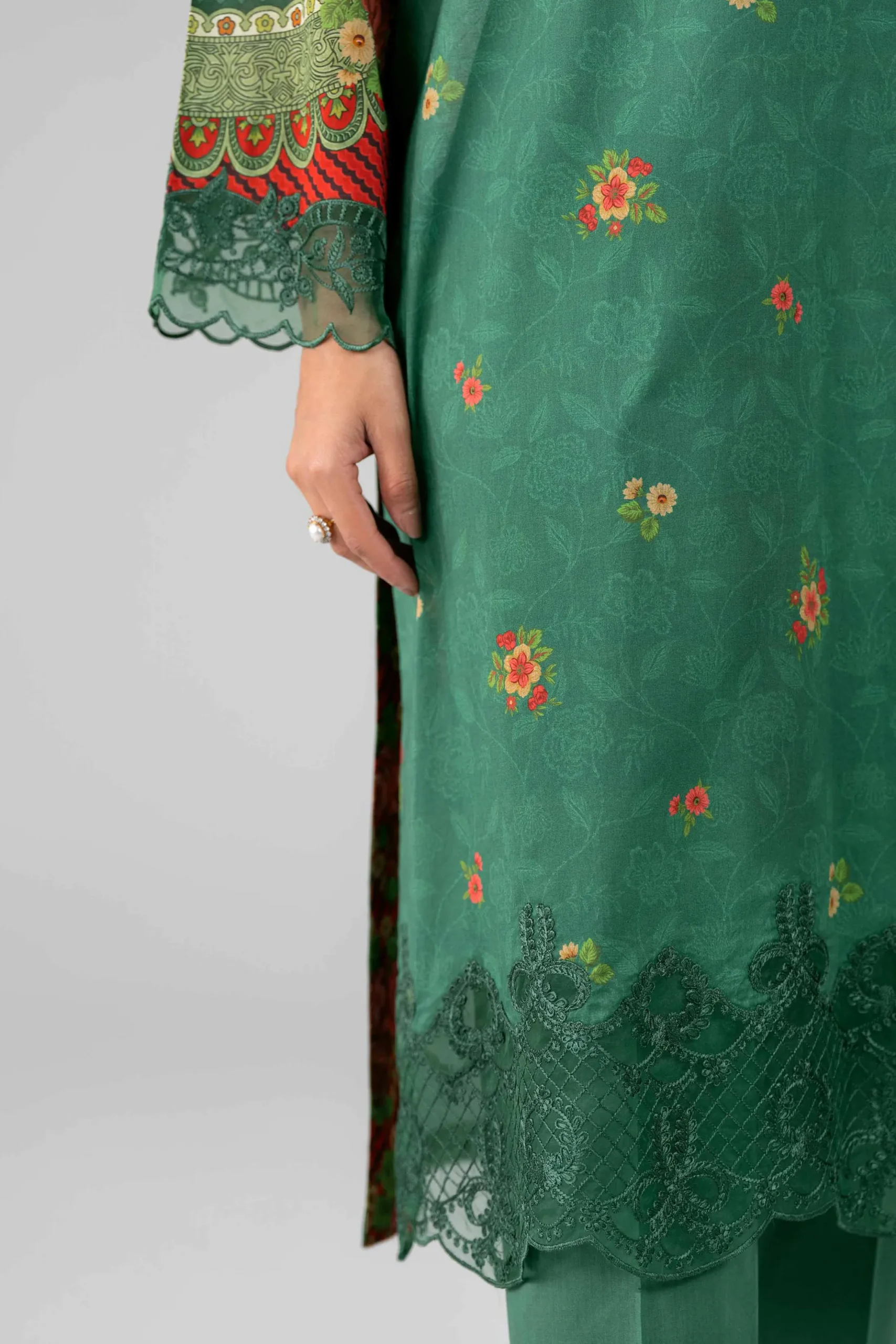 3 Piece - Digital Printed Embroidered Suit - 42601794