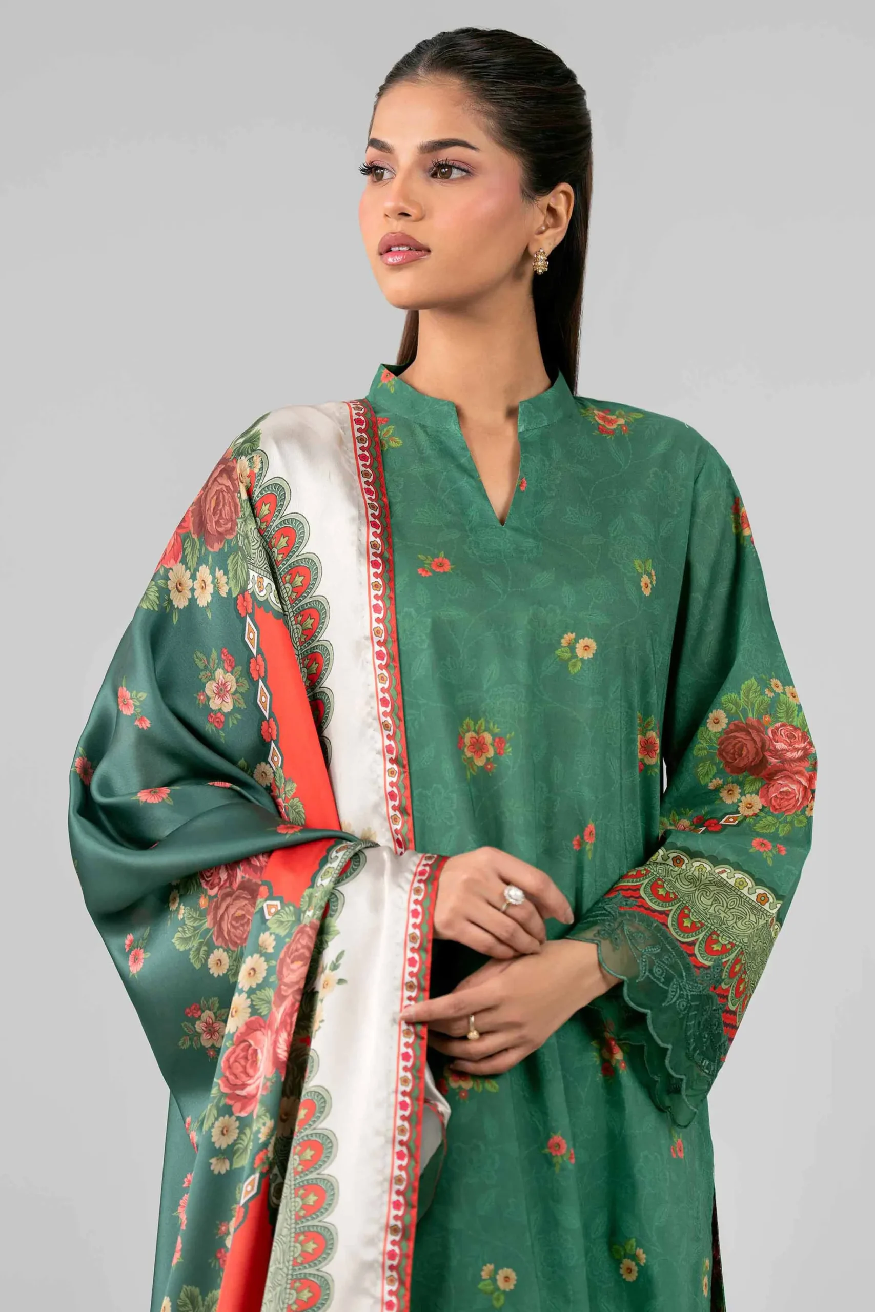 3 Piece - Digital Printed Embroidered Suit - 42601794