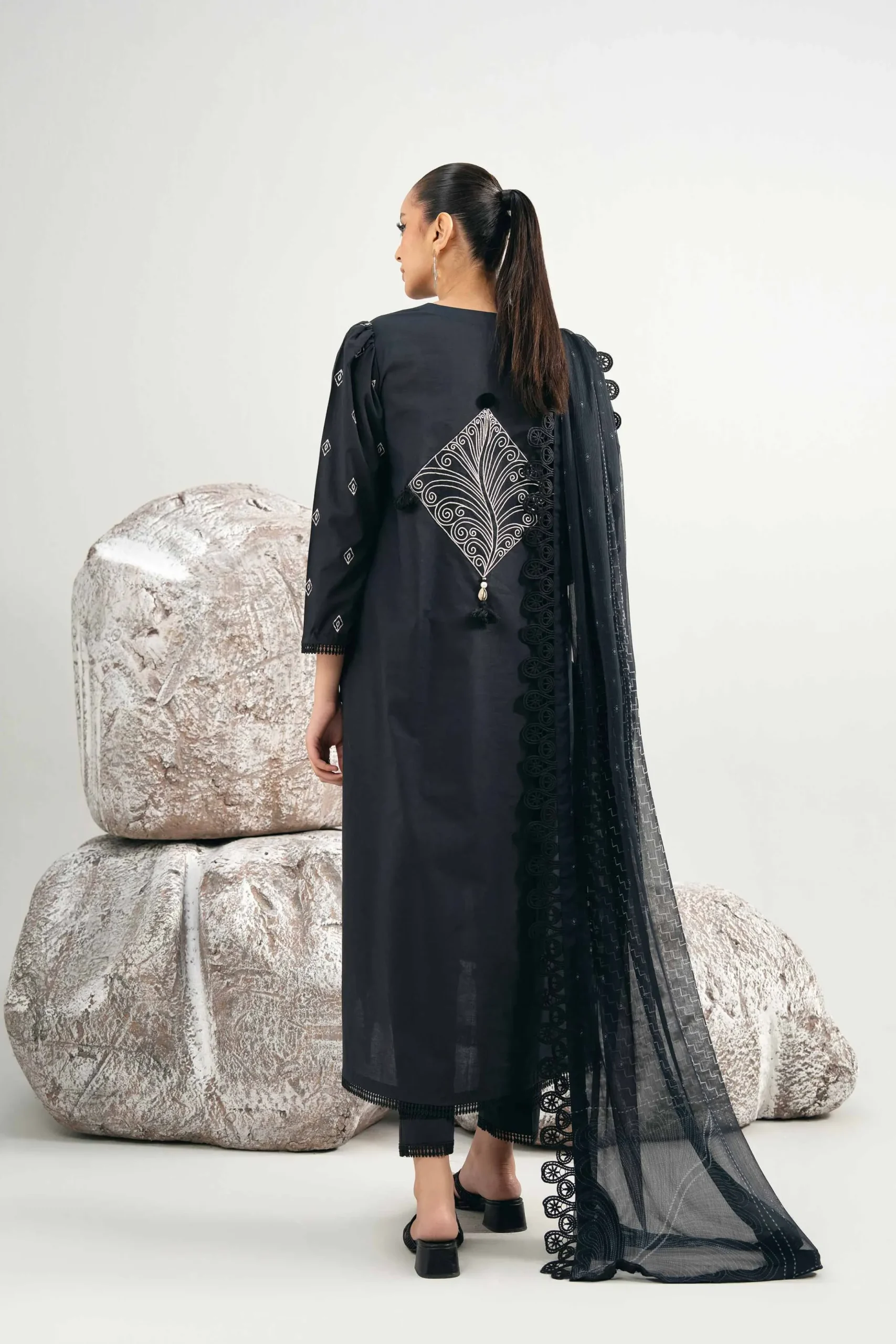 3 Piece - Dyed Printed Embroidered Suit - 42502027