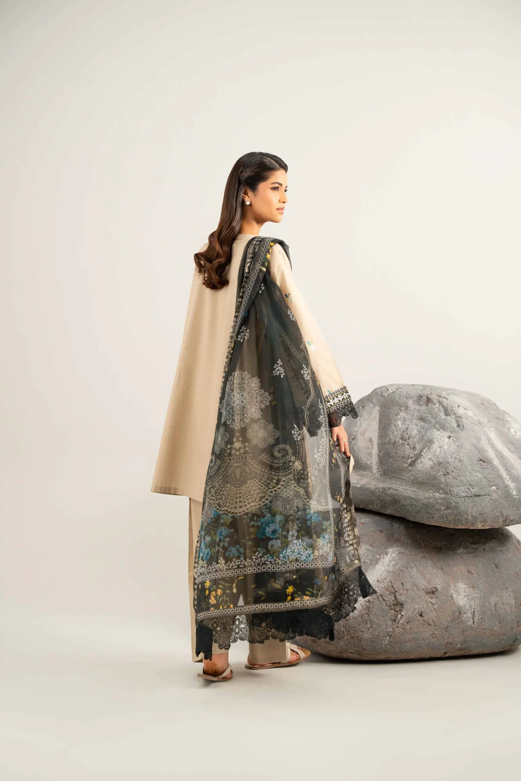 3 Piece - Dyed Printed Embroidered Suit - 42502024