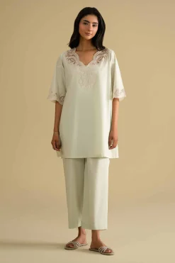 2 Piece - Embroidered Loungewear - KLS26-04