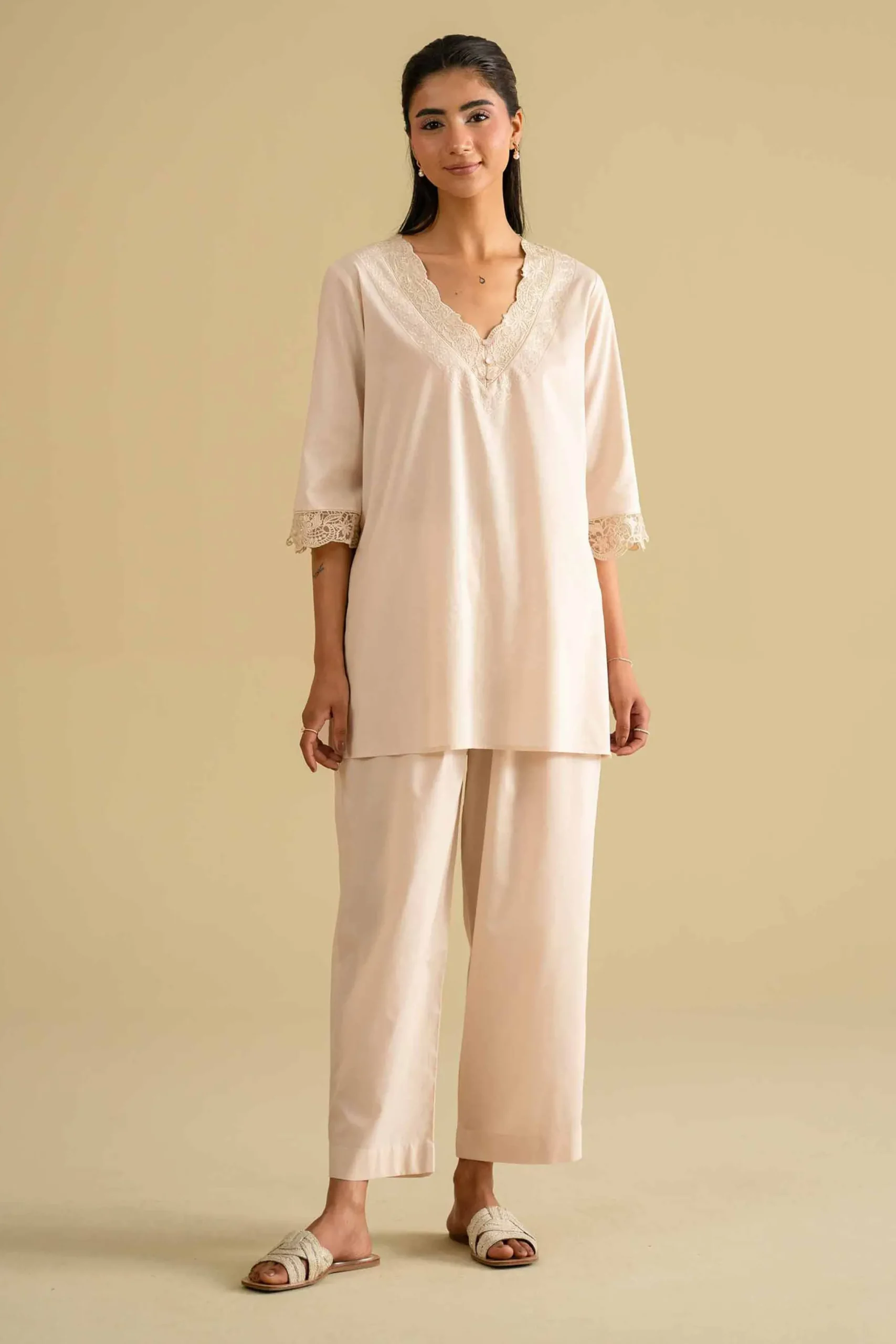 2 Piece - Embroidered Loungewear - KLS26-07