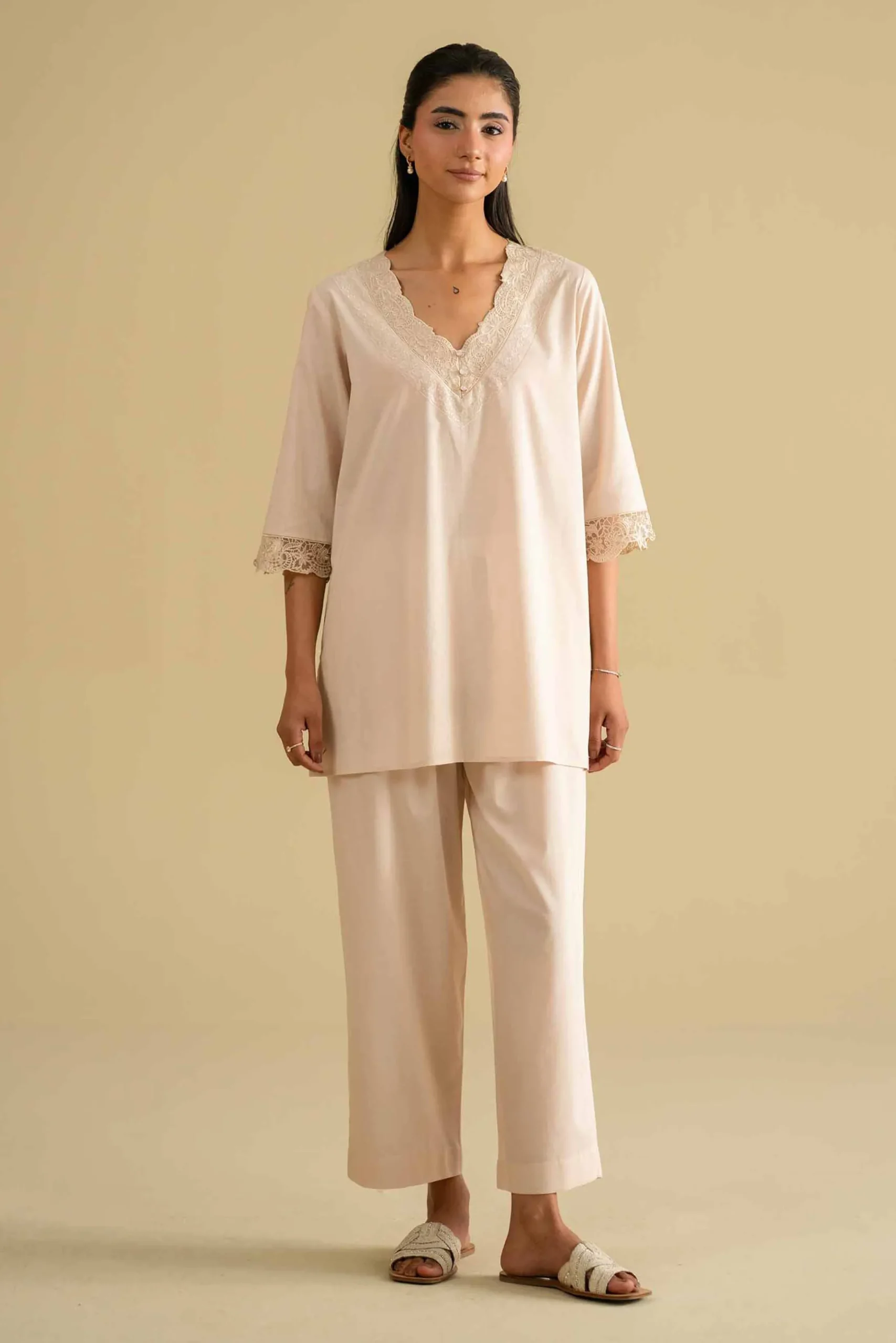 2 Piece - Embroidered Loungewear - KLS26-07