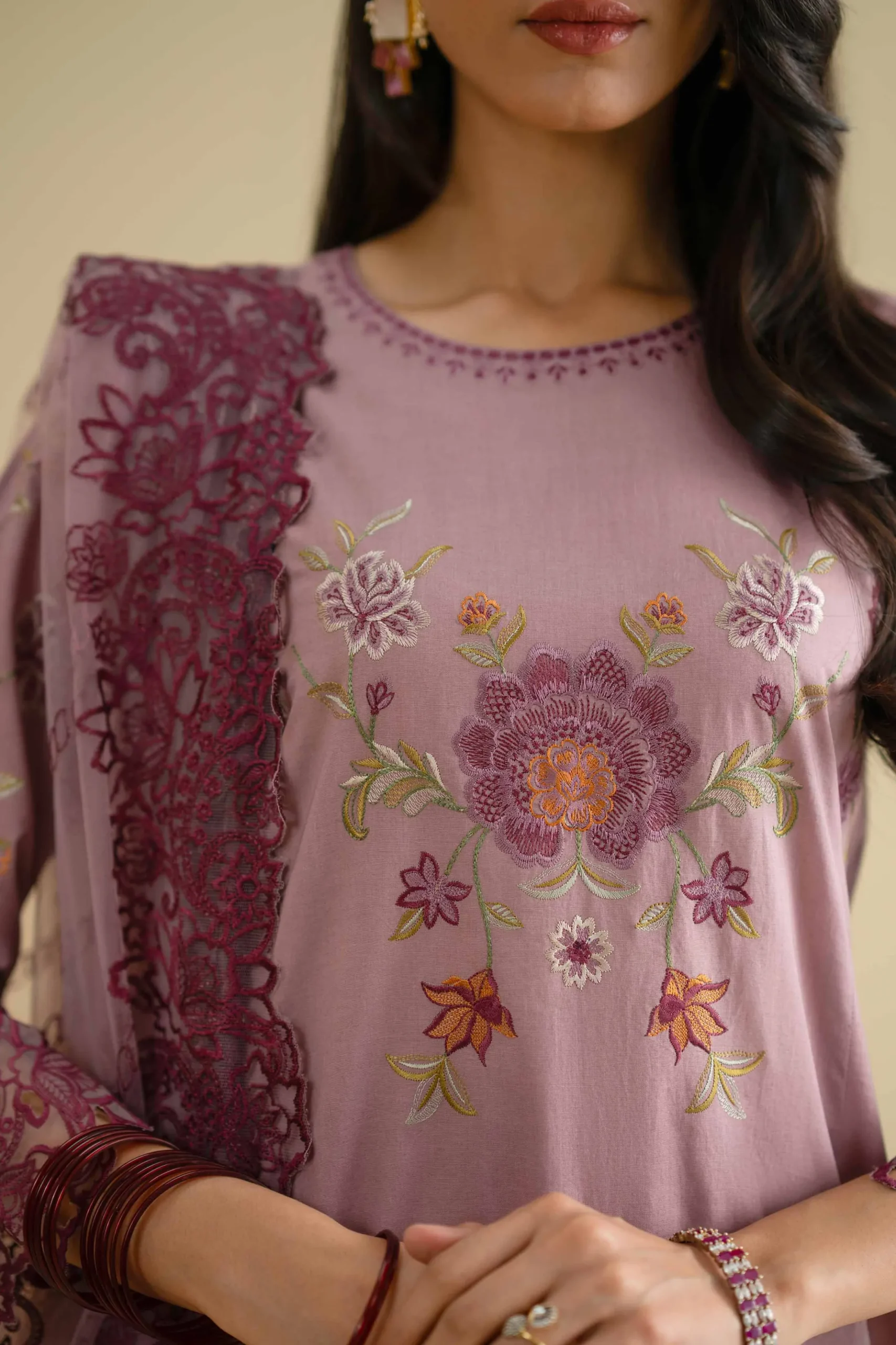 3 Piece - Embroidered Suit - KFE26-86