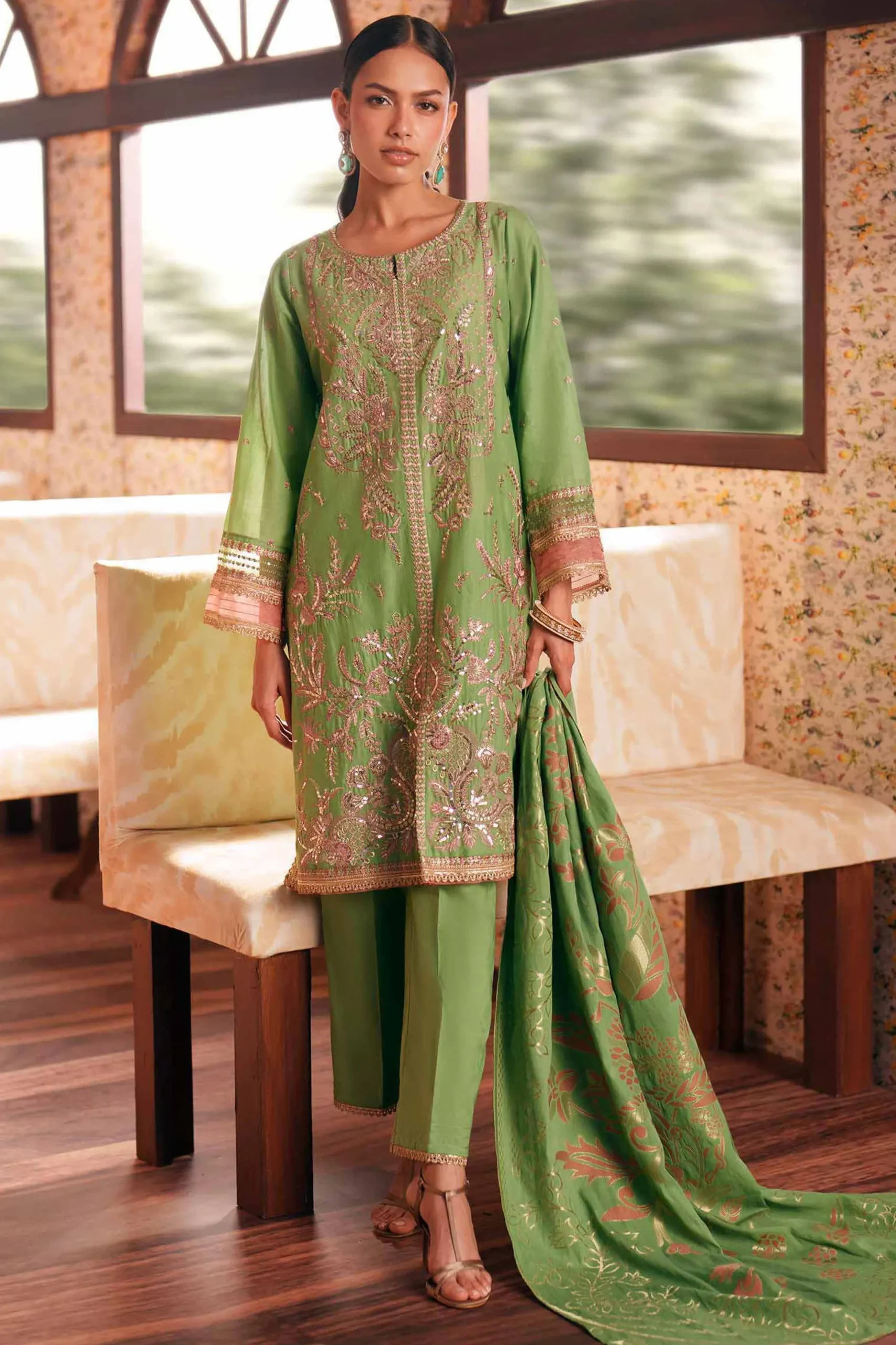 3 Piece - Embroidered Suit - PE26-78