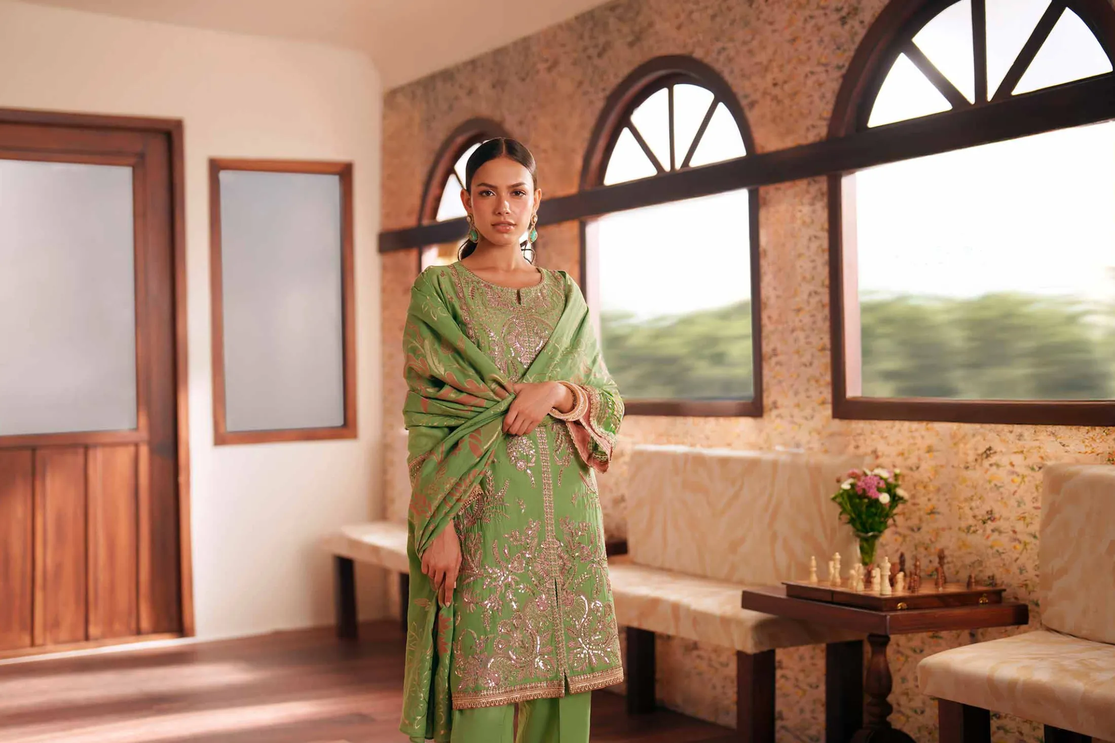 3 Piece - Embroidered Suit - PE26-78