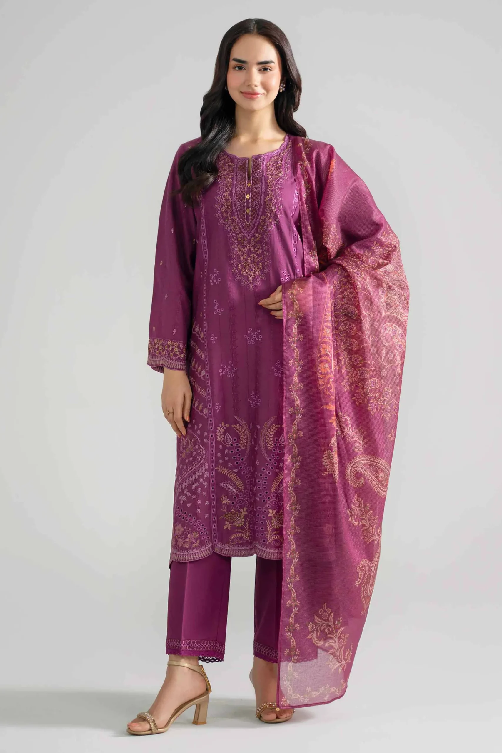 3 Piece - Embroidered Suit - PE26-119