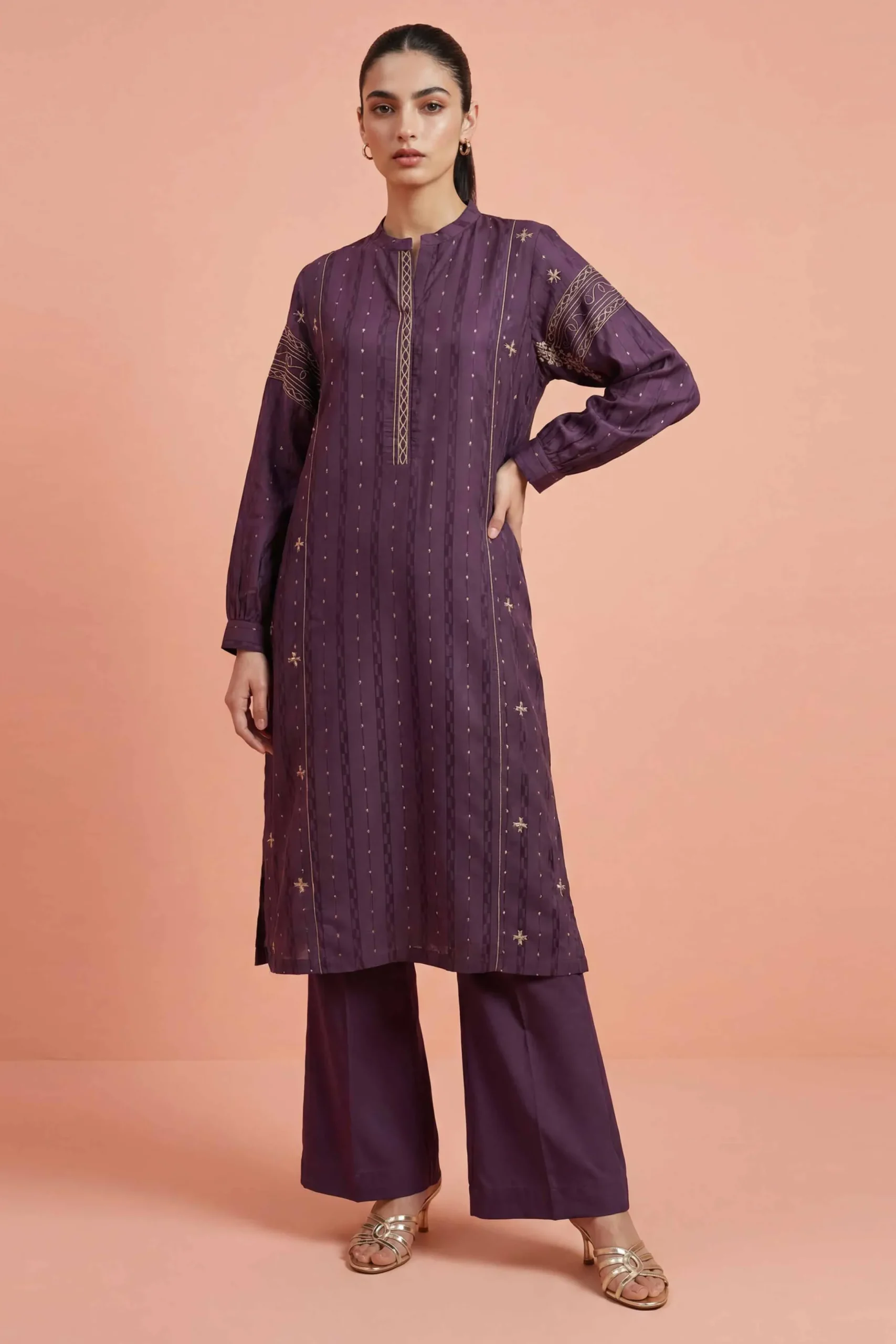 2 Piece - Embroidered Suit - PE26-458