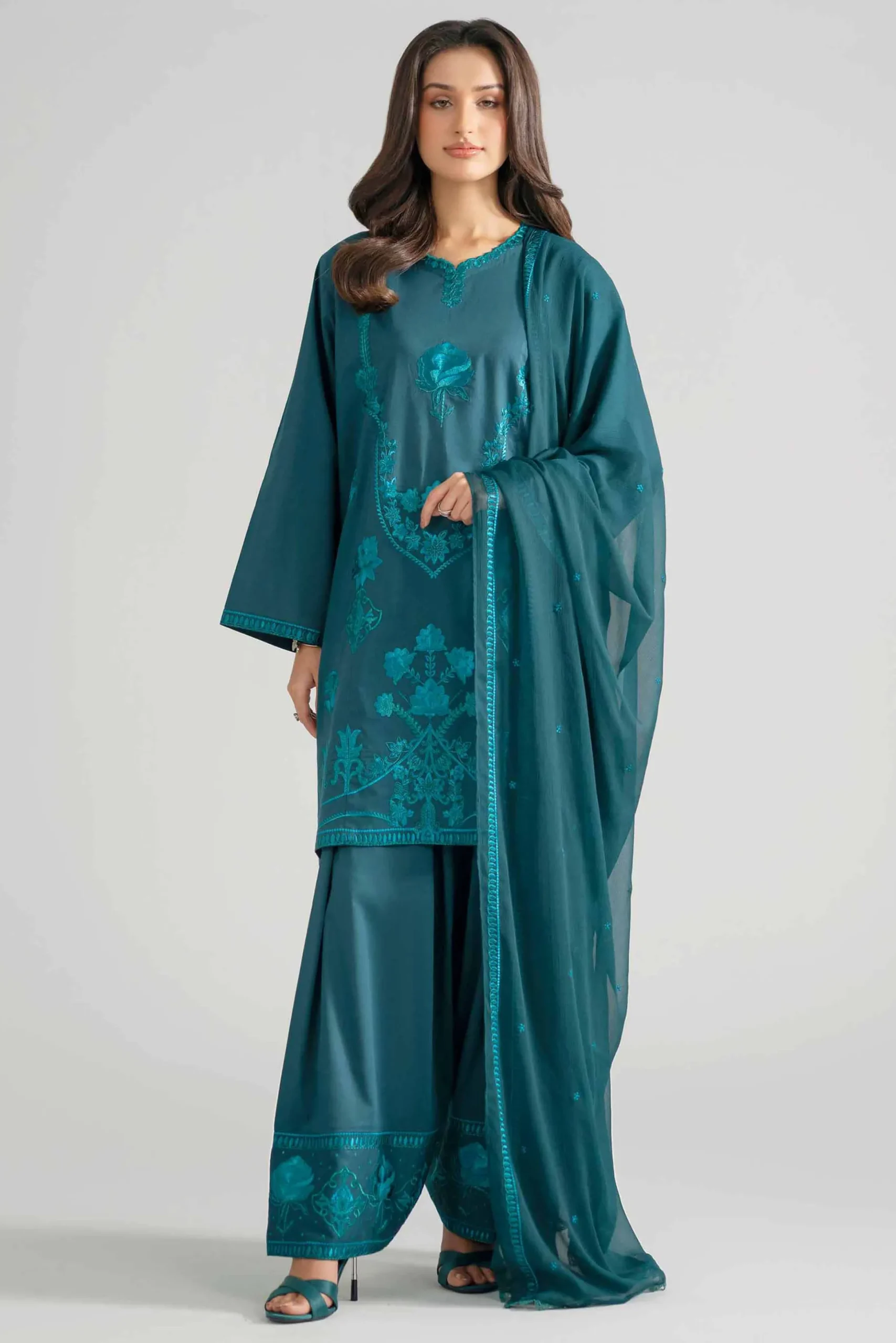 3 Piece - Embroidered Suit - PE26-301