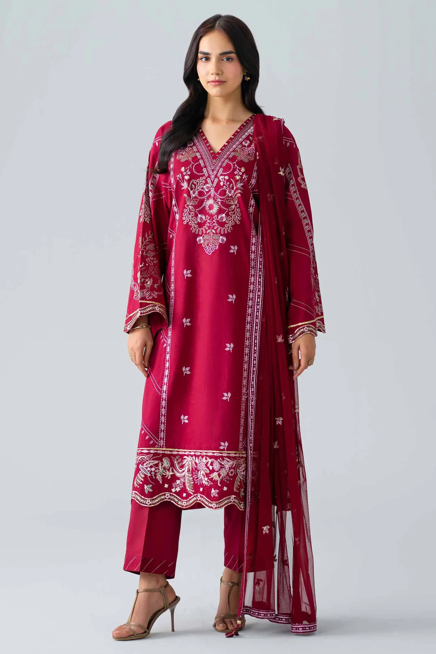 3 Piece - Embroidered Suit - PE26-542