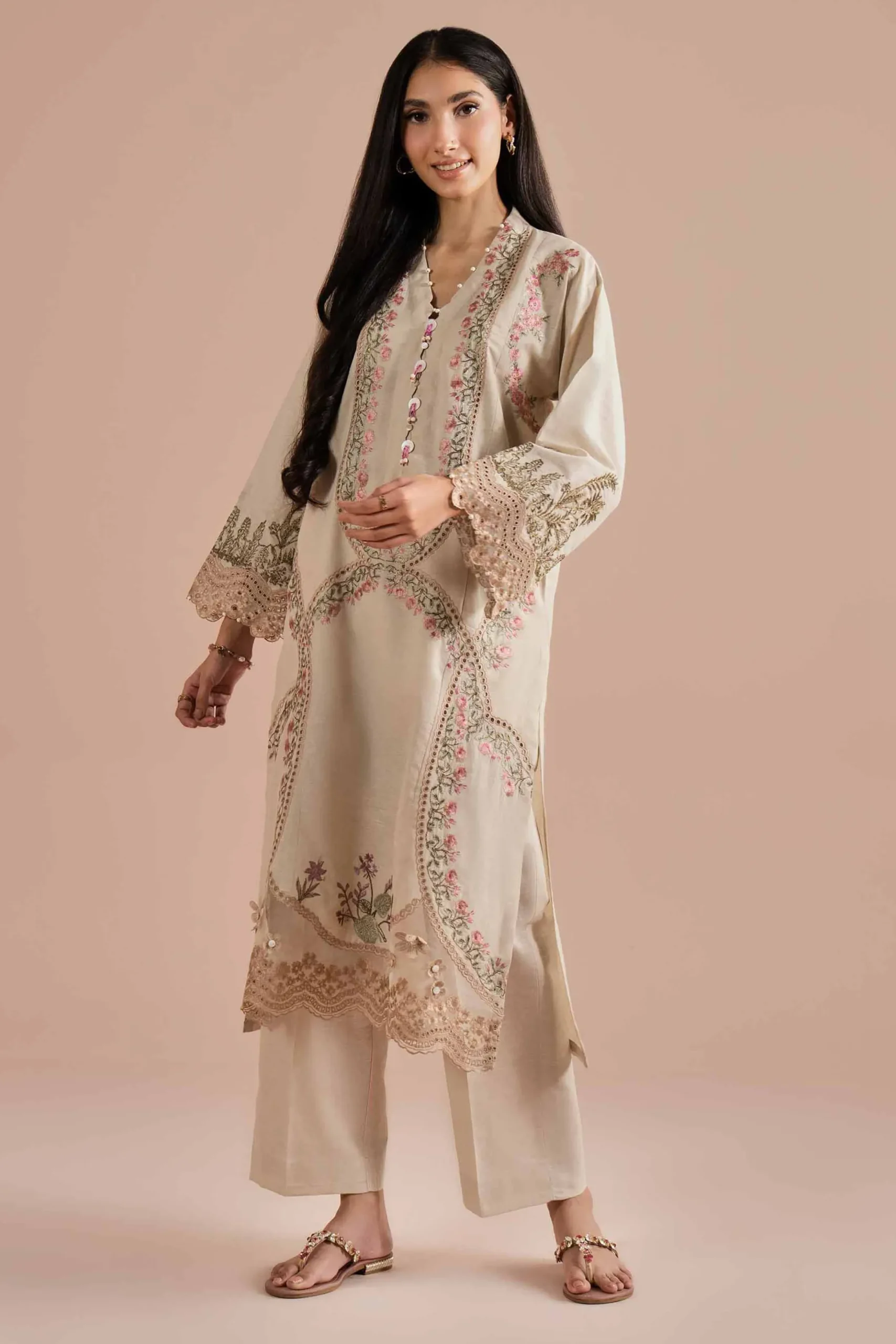 2 Piece - Embroidered Suit - PE26-48