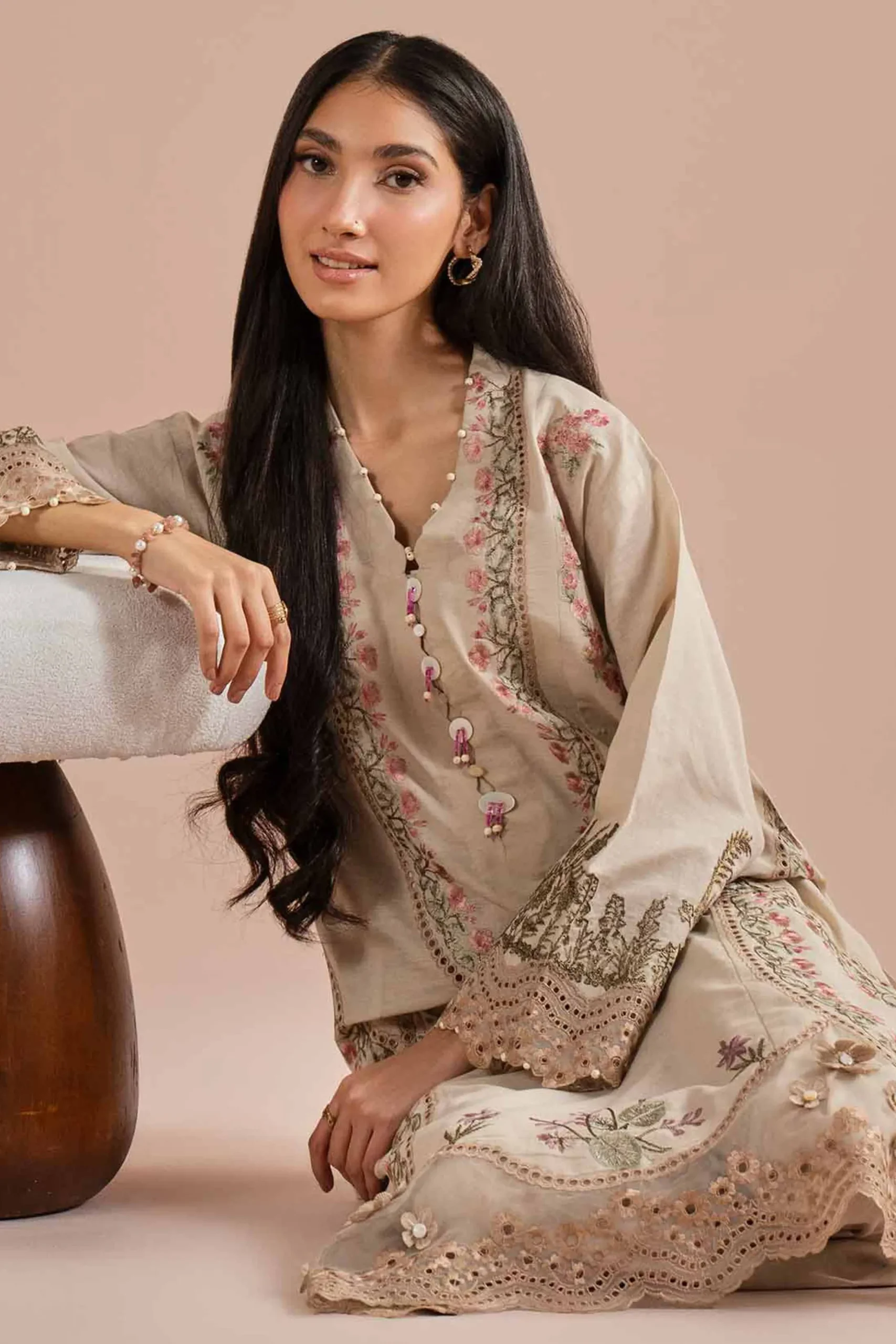 2 Piece - Embroidered Suit - PE26-48