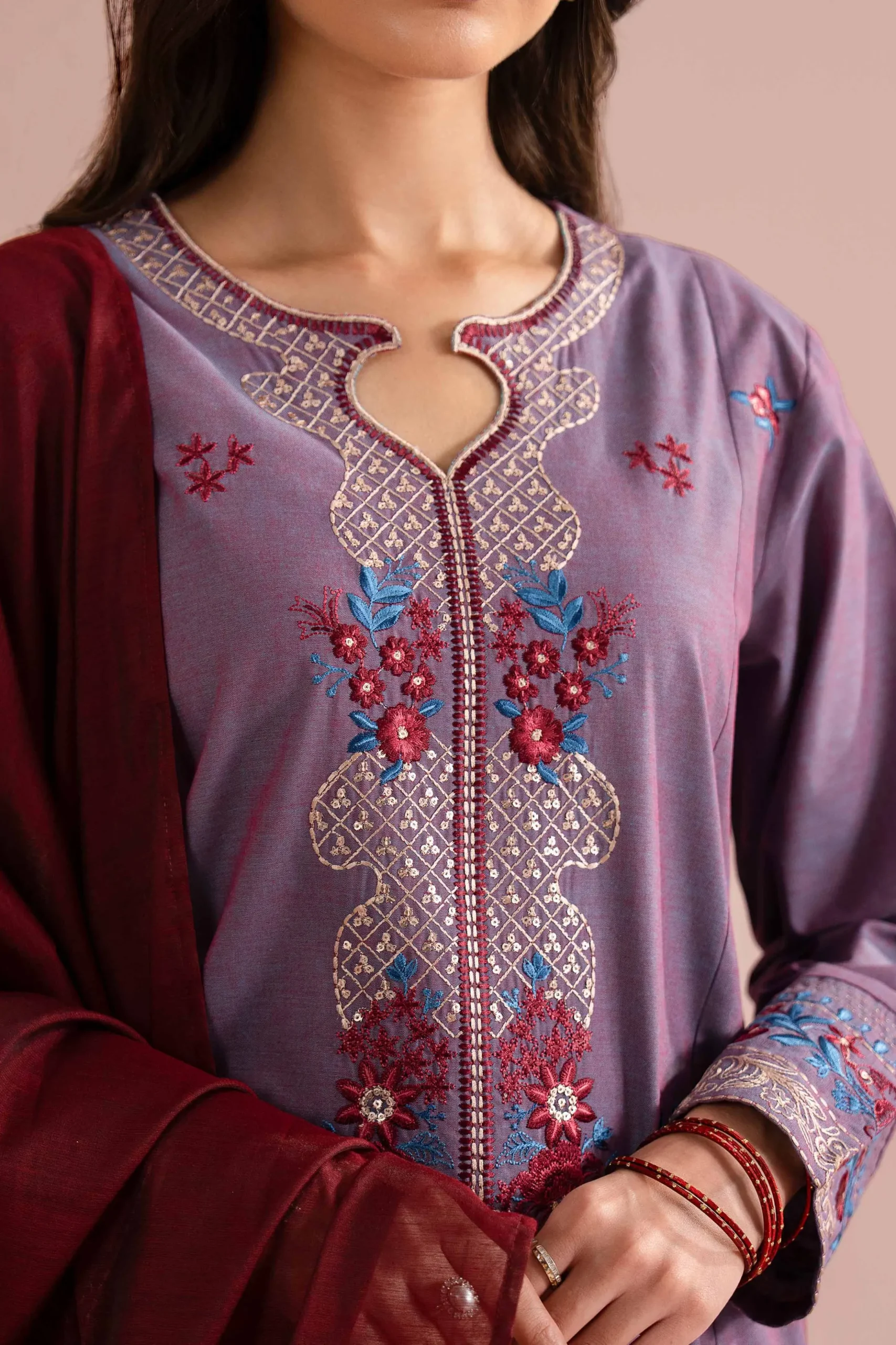 3 Piece - Embroidered Suit - PE26-309