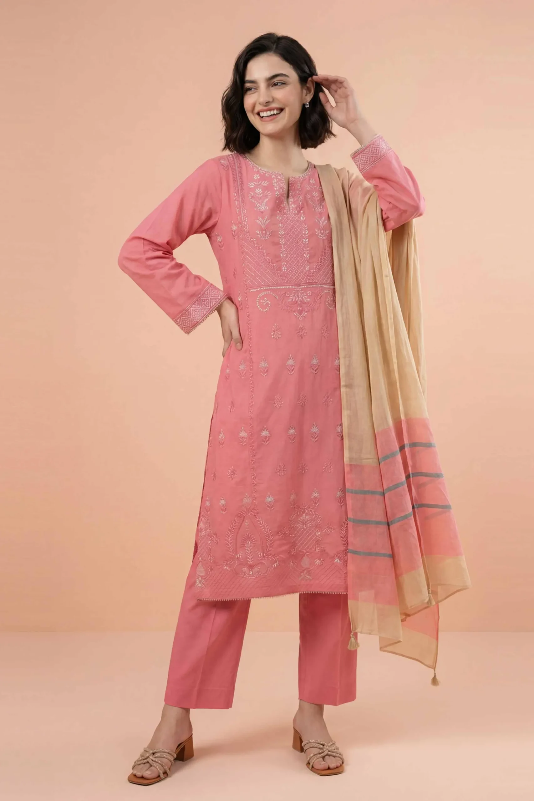 3 Piece - Embroidered Suit - PE26-312