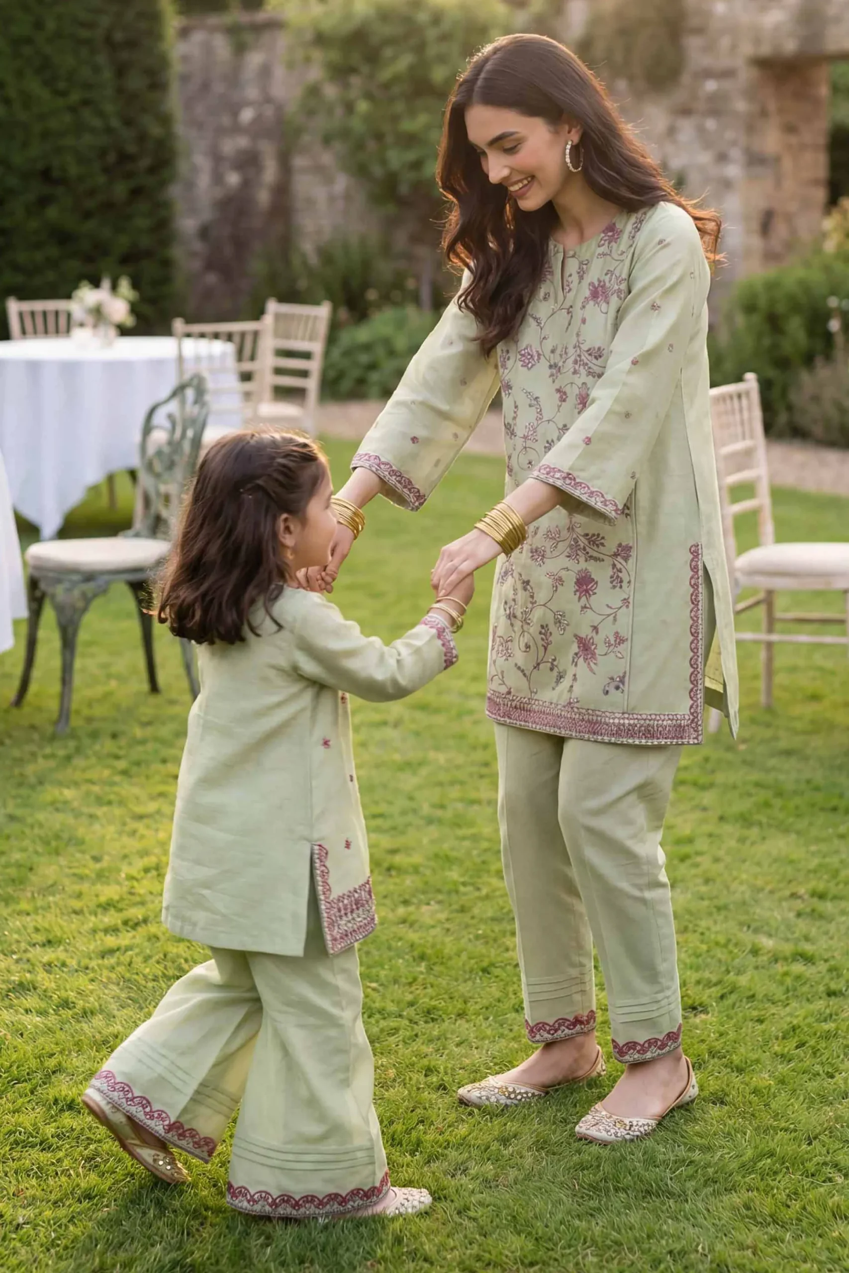 2 Piece - Embroidered Suit - PMD26-17 D