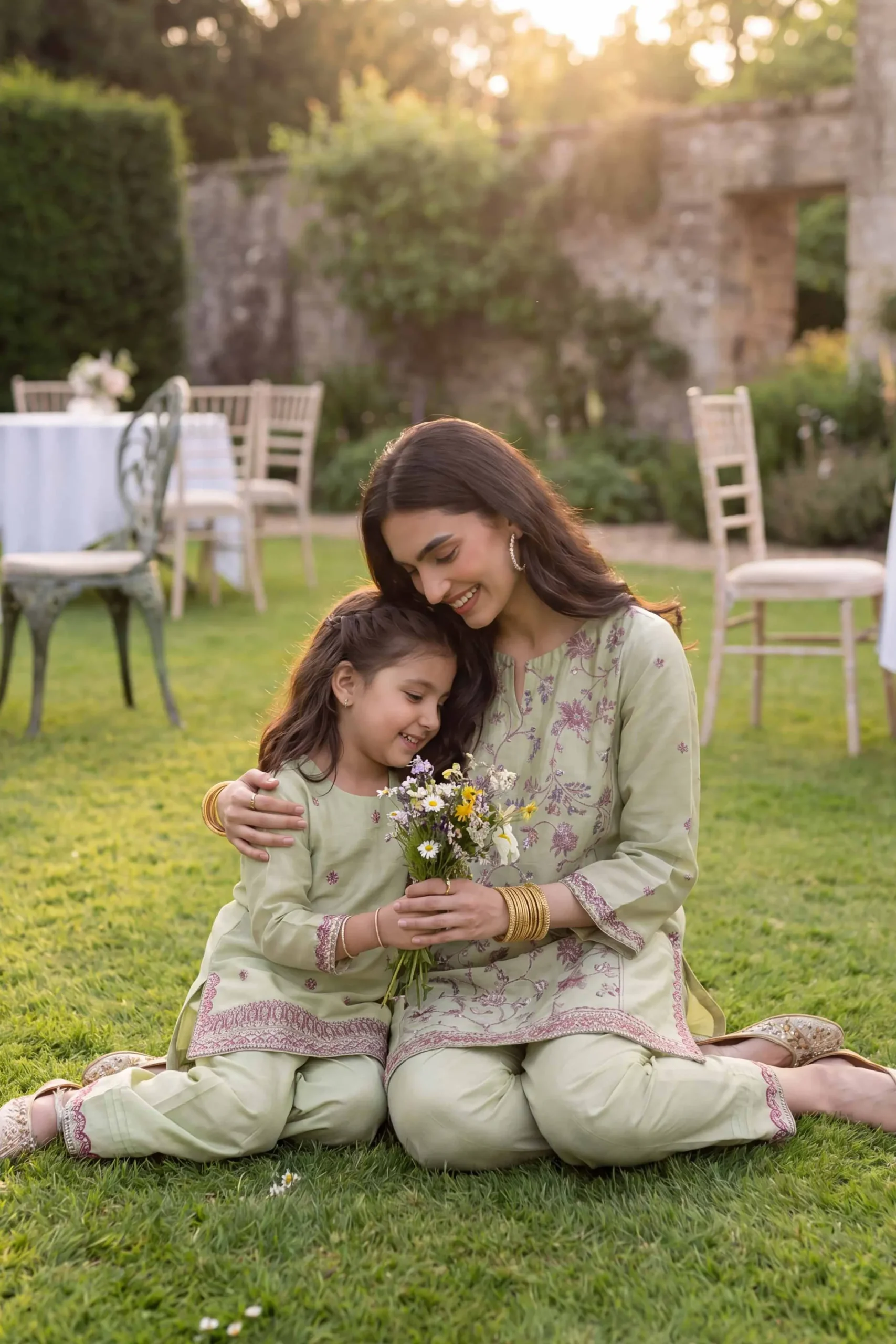 2 Piece - Embroidered Suit - PMD26-17 M