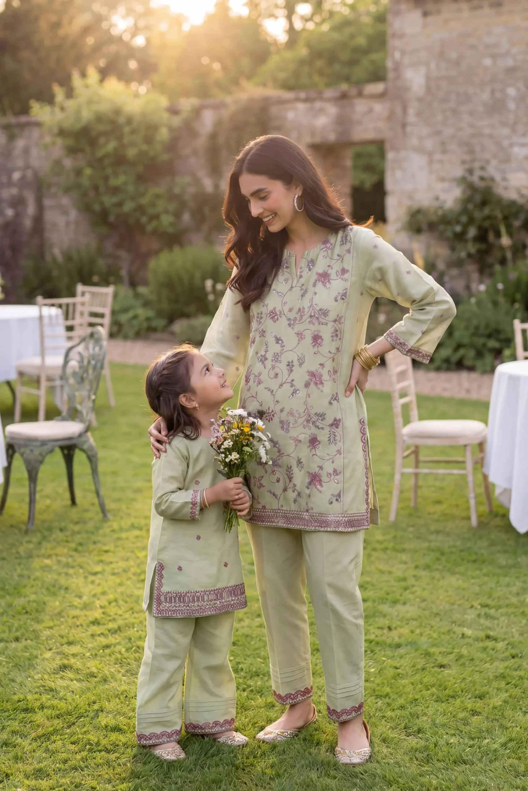 2 Piece - Embroidered Suit - PMD26-17 M