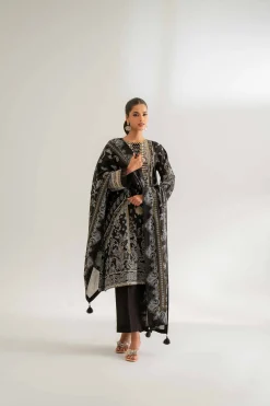 3 Piece - Flatbed Paste Embroidered Suit - 42501666