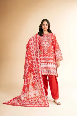 3 Piece - Flatbed Paste Embroidered Suit - 42501662