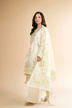 3 Piece - Flatbed Paste Embroidered Suit - 42501660