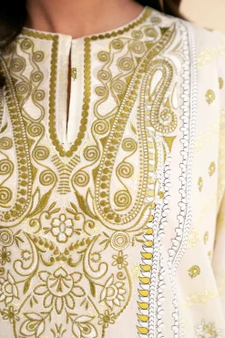 3 Piece - Flatbed Paste Embroidered Suit - 42501660