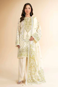 3 Piece - Flatbed Paste Embroidered Suit - 42501660