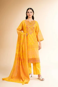 3 Piece - Flatbed Paste Embroidered Suit - 42501661