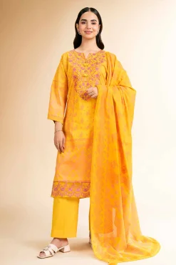 3 Piece - Flatbed Paste Embroidered Suit - 42501661