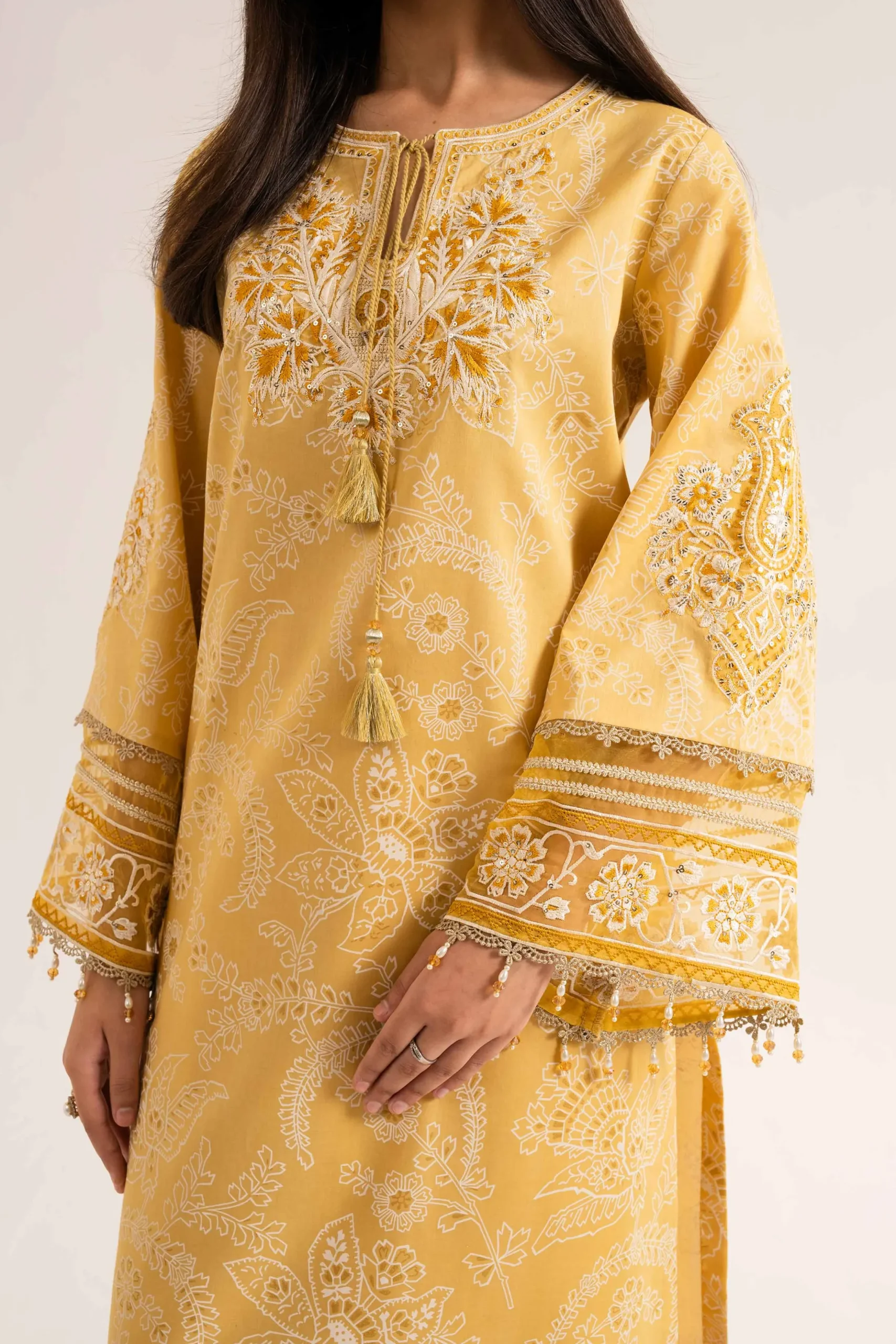3 Piece - Paste Printed Embroidered Suit - 42501850