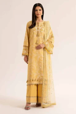 3 Piece - Paste Printed Embroidered Suit - 42501850