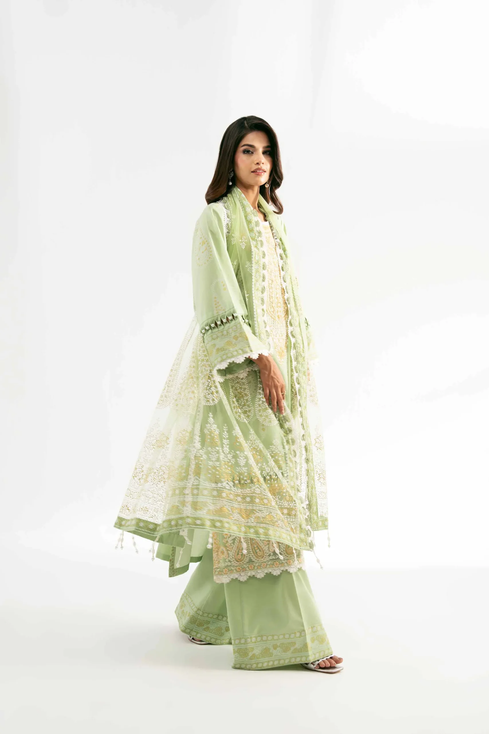 3 Piece - Paste Printed Embroidered Suit - 42501853