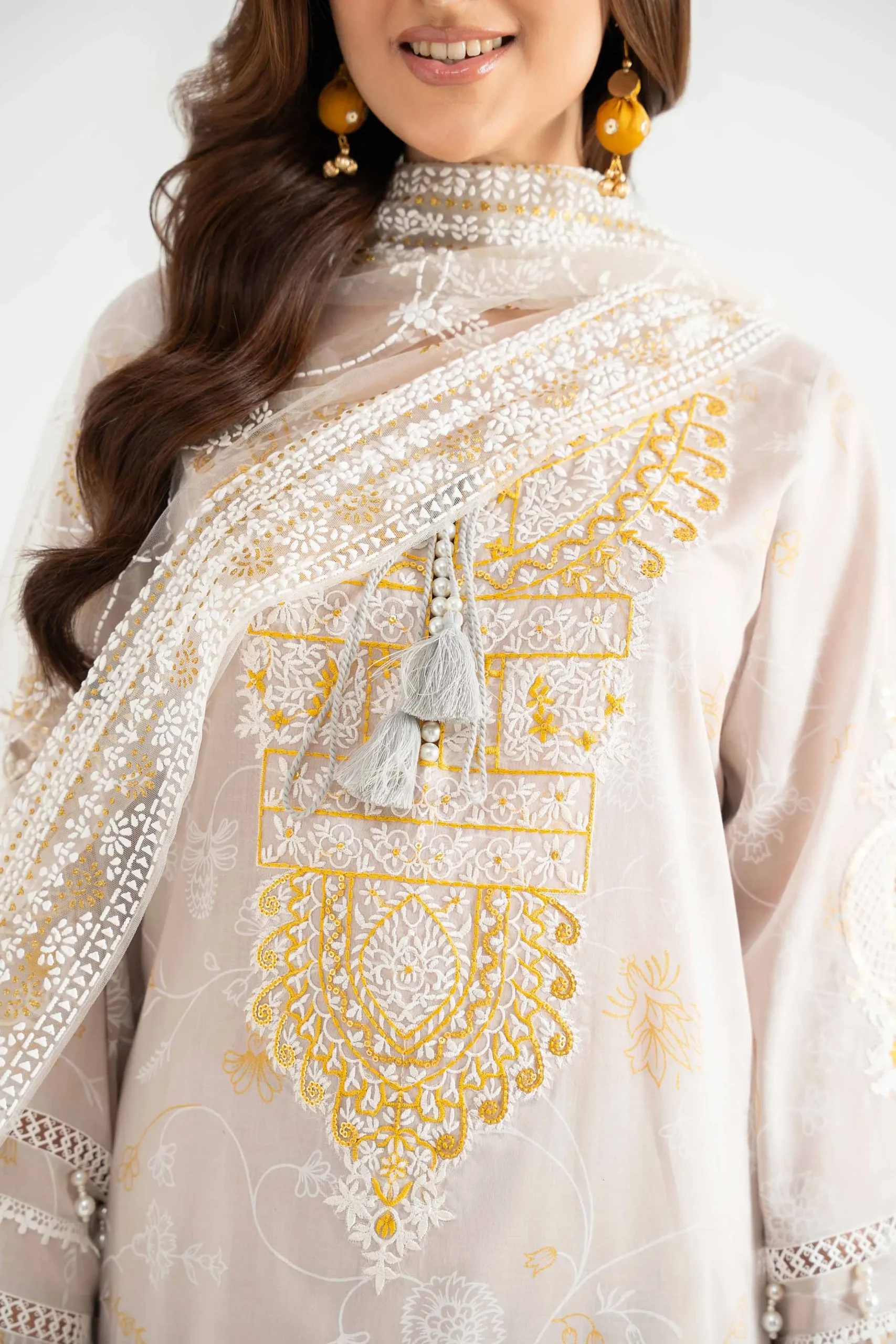 3 Piece - Paste Printed Embroidered Suit - 42501852