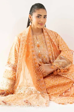 3 Piece - Paste Printed Embroidered Suit - 42501856