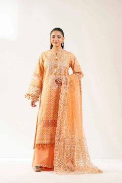 3 Piece - Paste Printed Embroidered Suit - 42501856