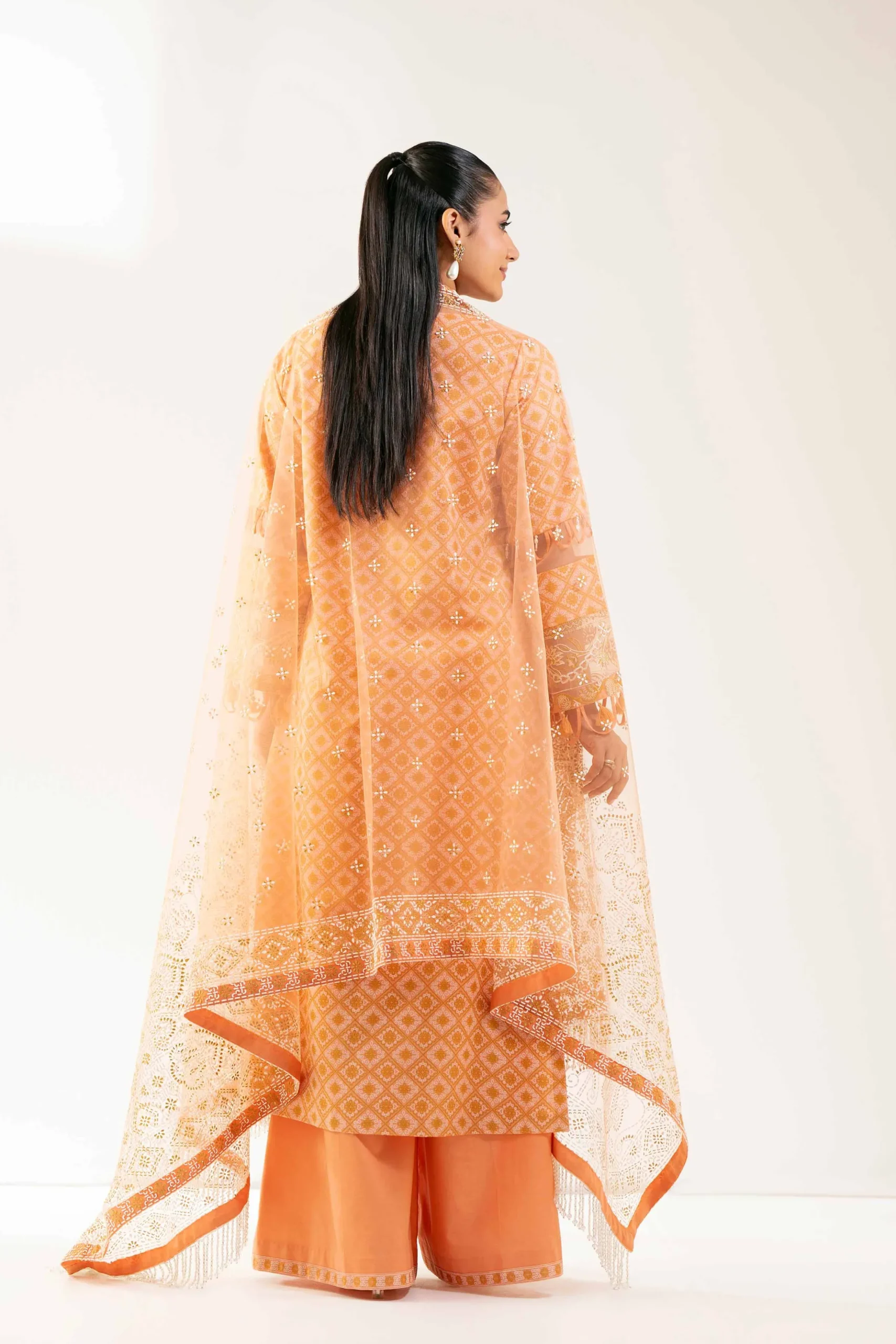 3 Piece - Paste Printed Embroidered Suit - 42501856