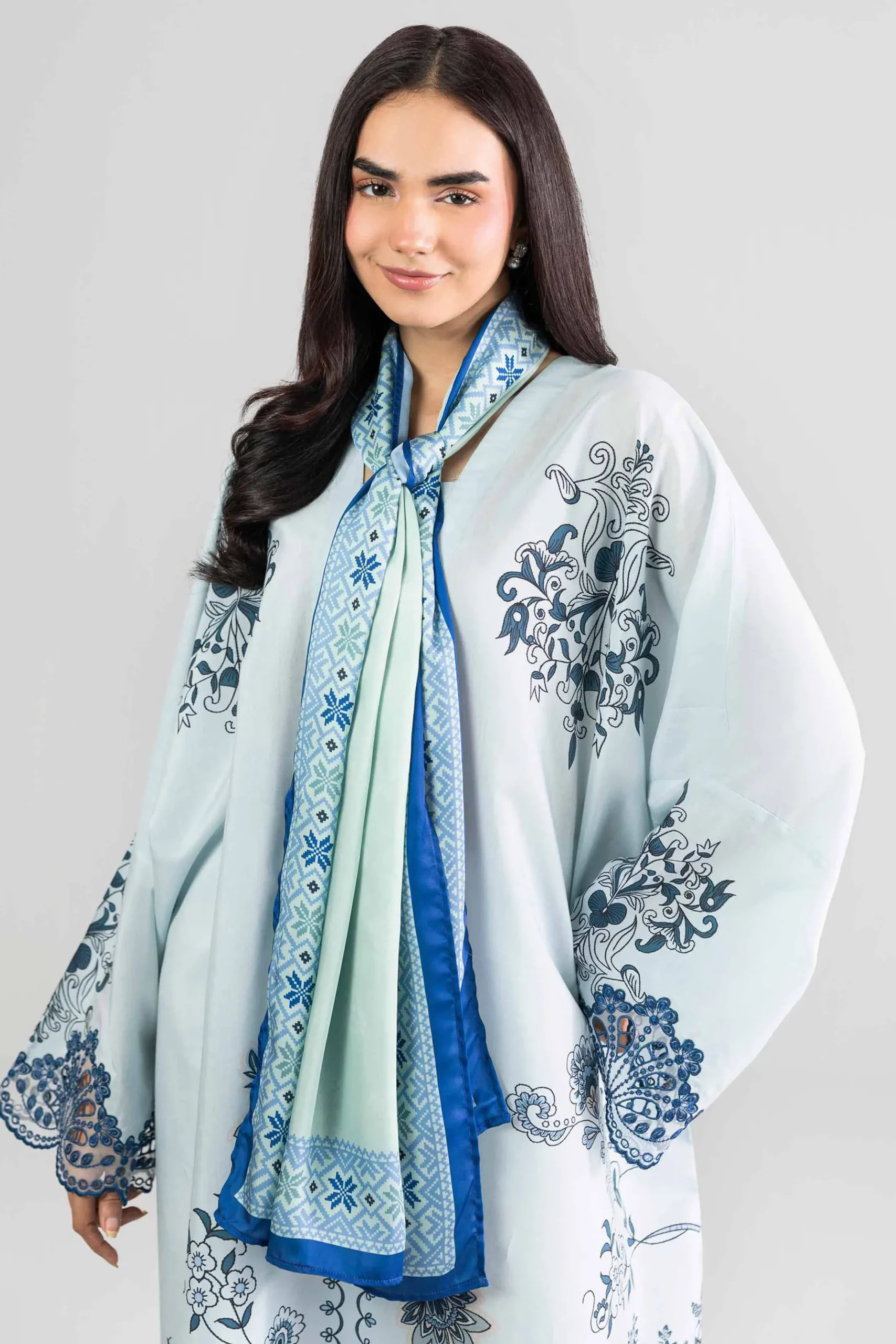 2 Piece - Printed Embroidered Shirt - FE26-68