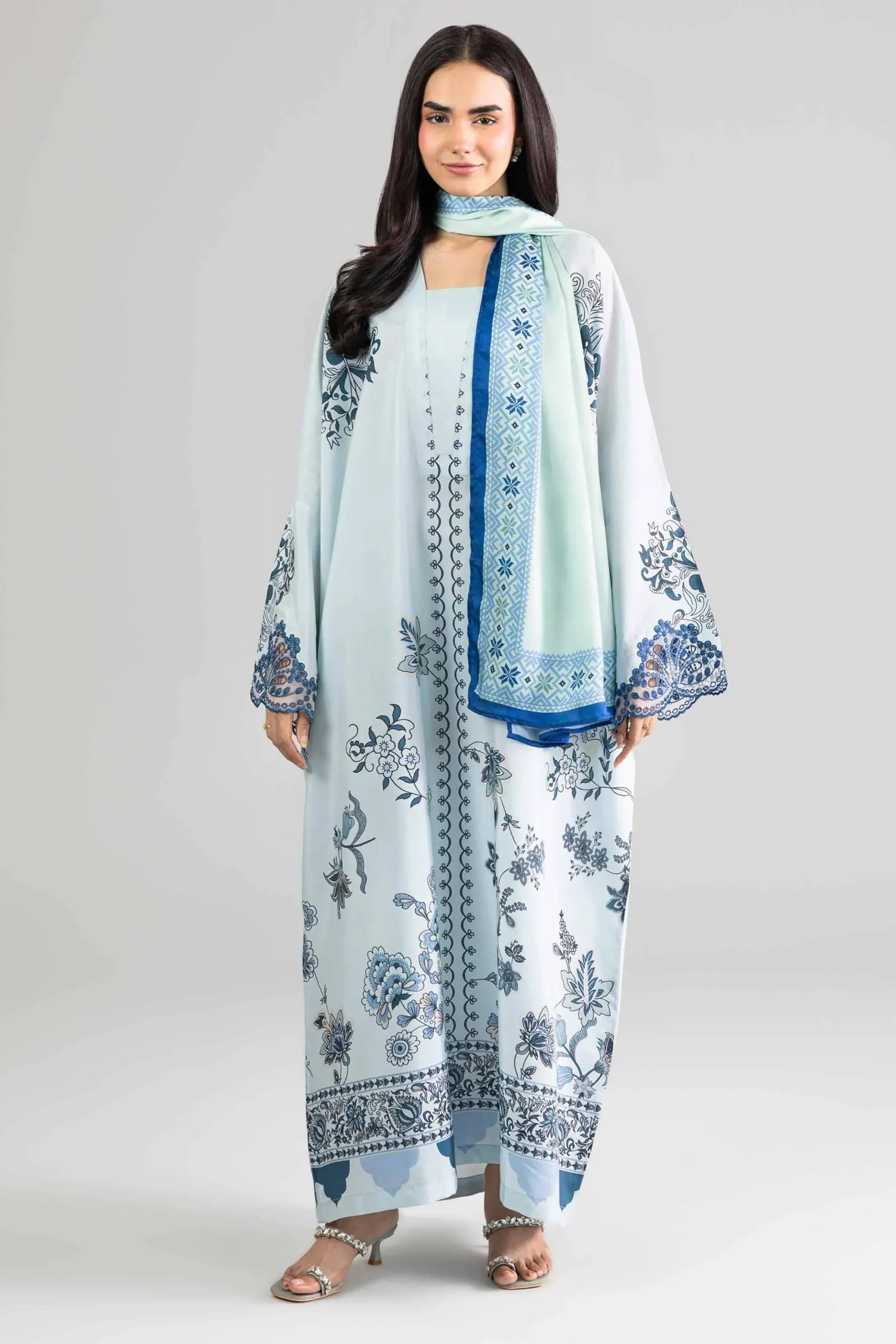2 Piece - Printed Embroidered Shirt - FE26-68