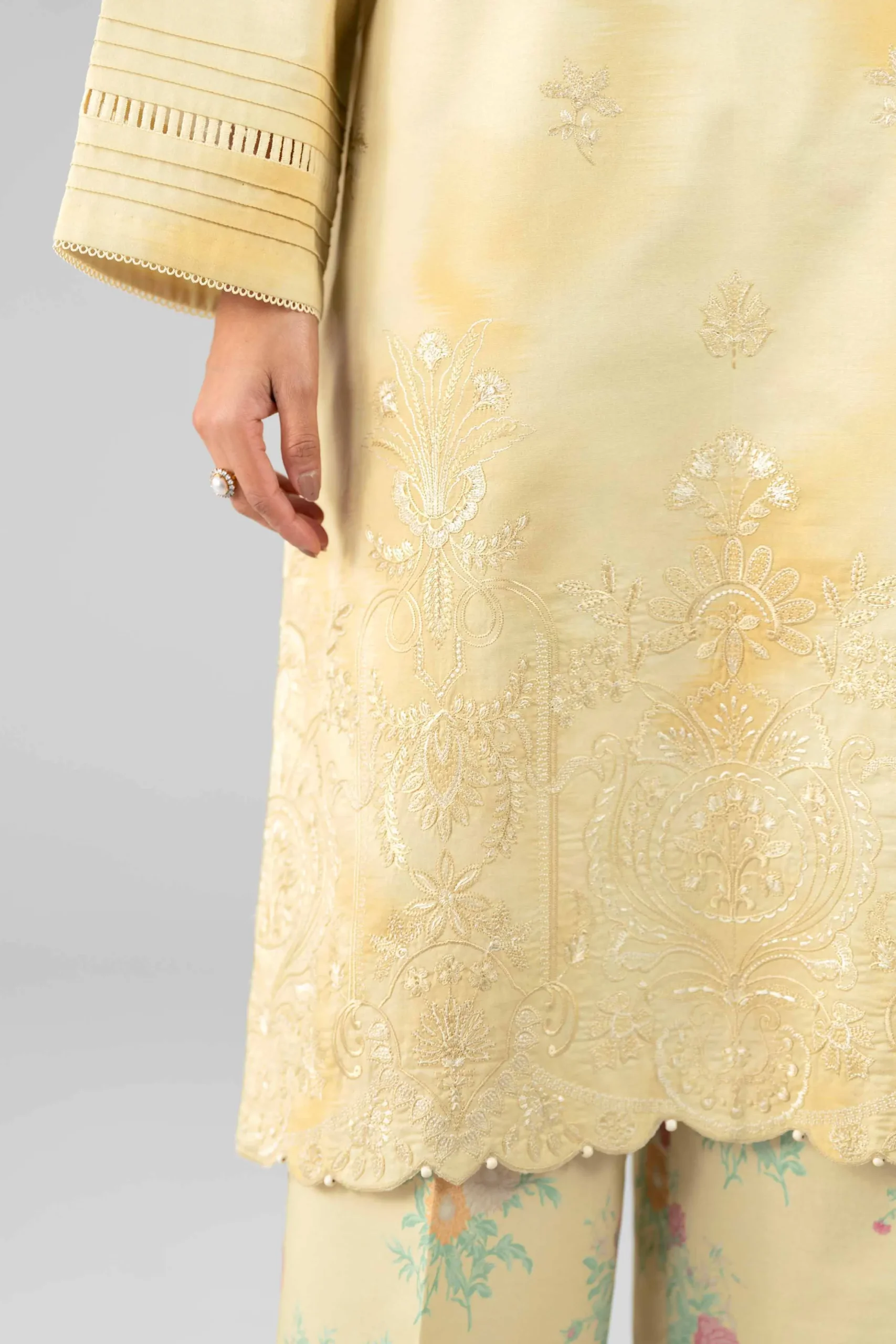 3 Piece - Printed Embroidered Suit - 42601808