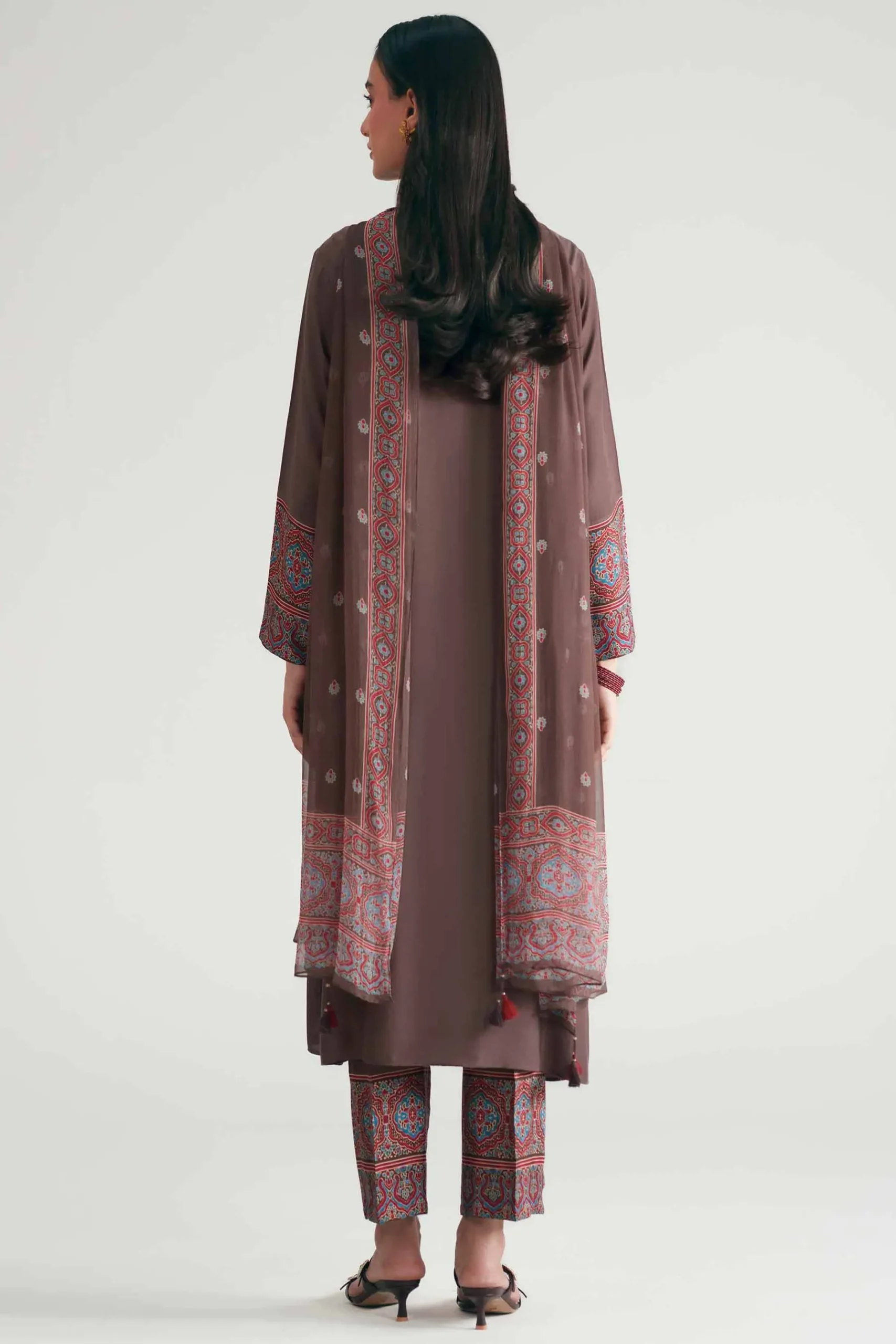 3 Piece - Printed Embroidered Suit - KFE26-110