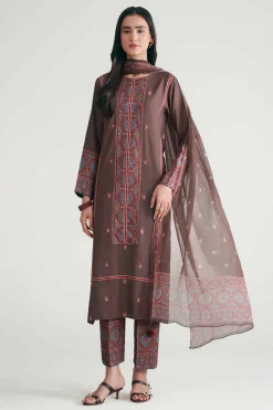 3 Piece - Printed Embroidered Suit - KFE26-110