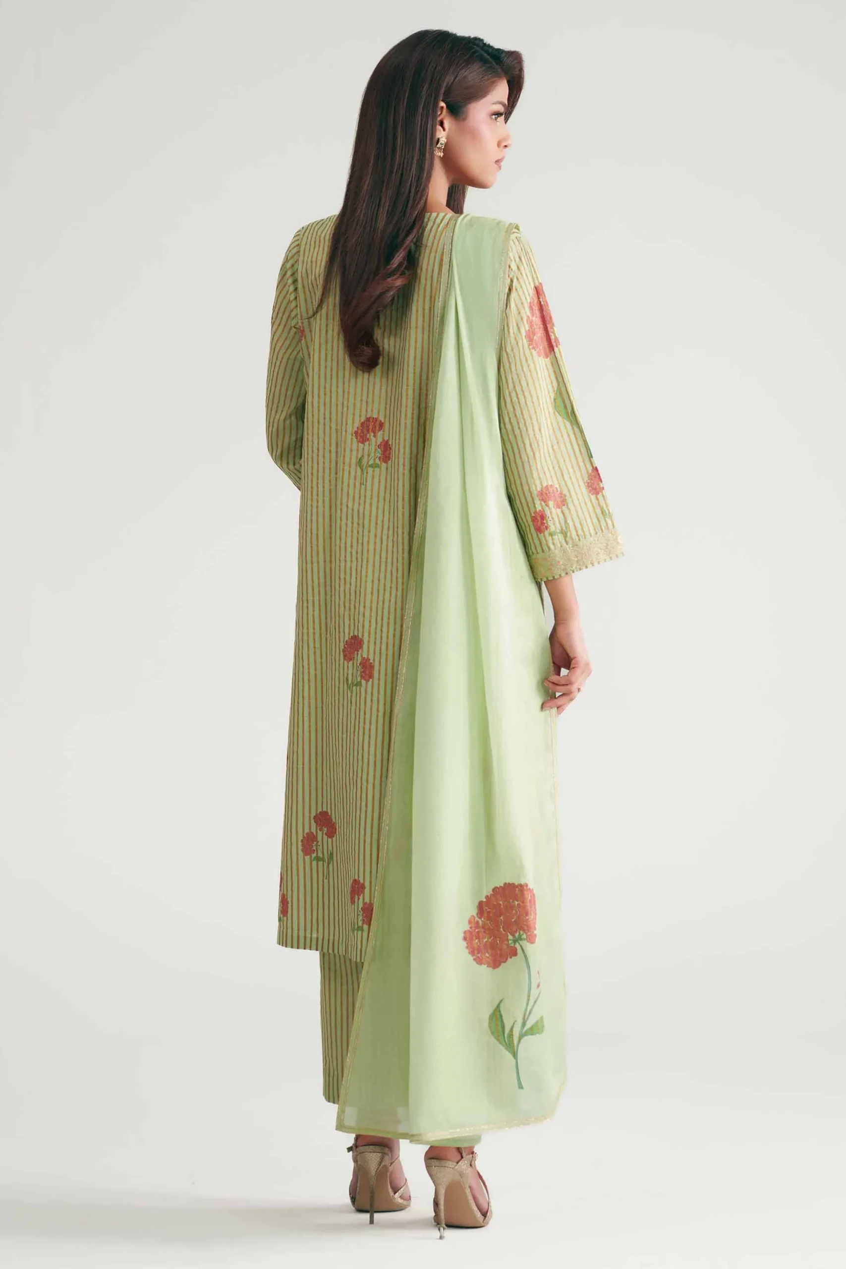 3 Piece - Printed Embroidered Suit - KFE26-204