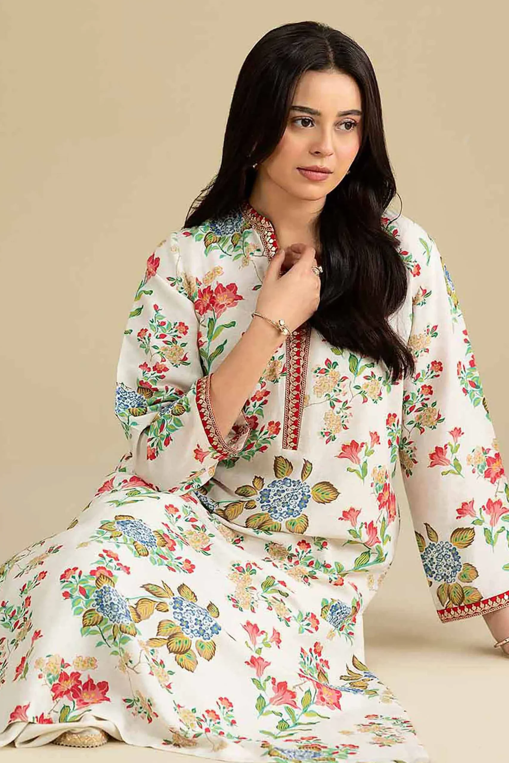 2 Piece - Printed Embroidered Suit - KFE26-209