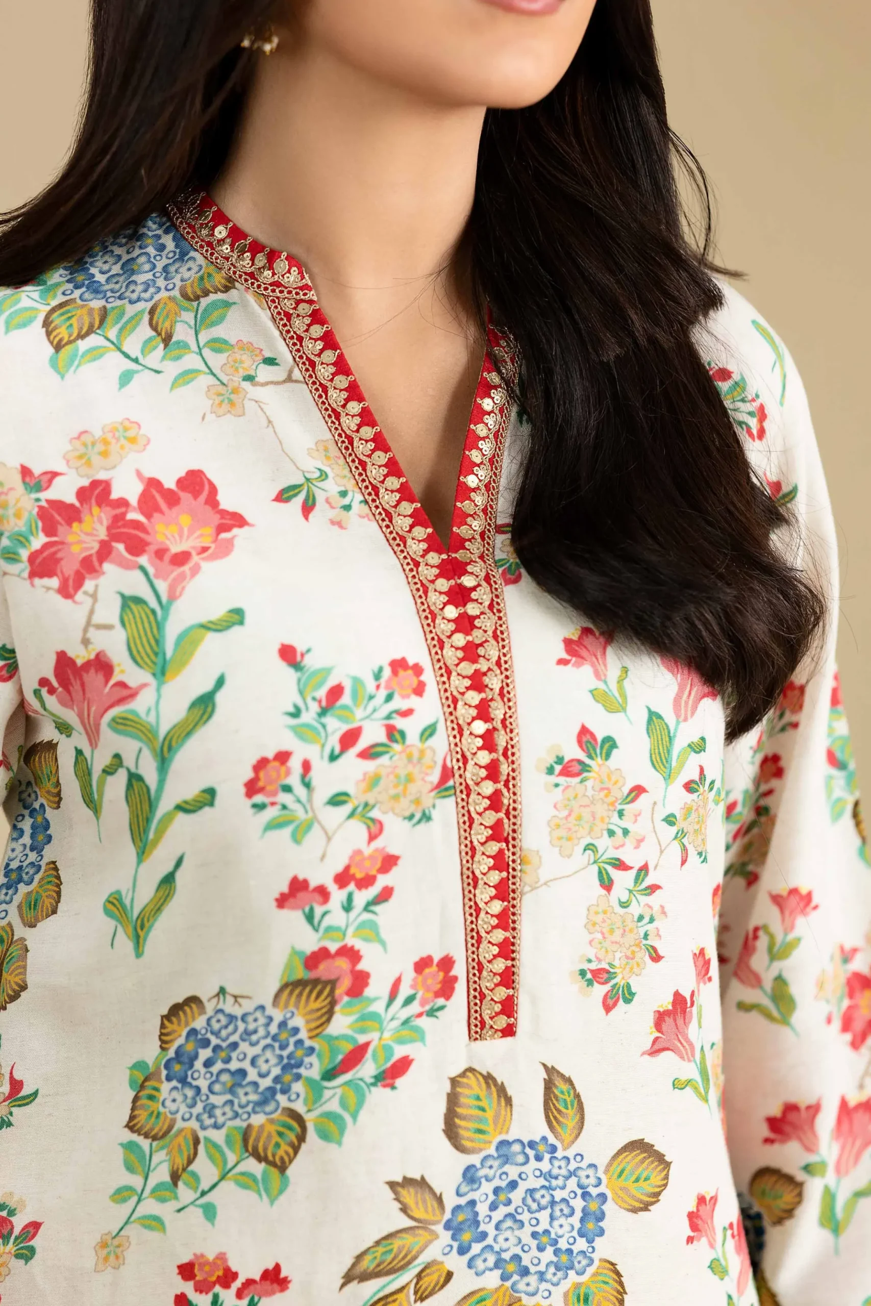 2 Piece - Printed Embroidered Suit - KFE26-209