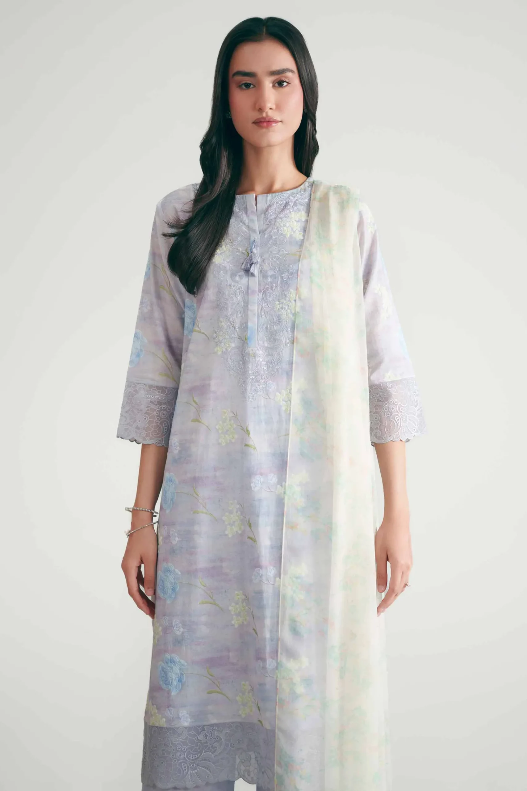 3 Piece - Printed Embroidered Suit - KFE26-226