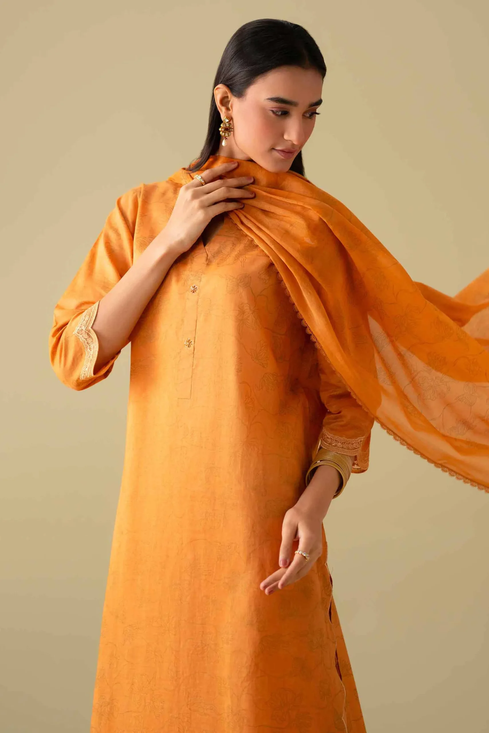 3 Piece - Printed Embroidered Suit - KFE26-115